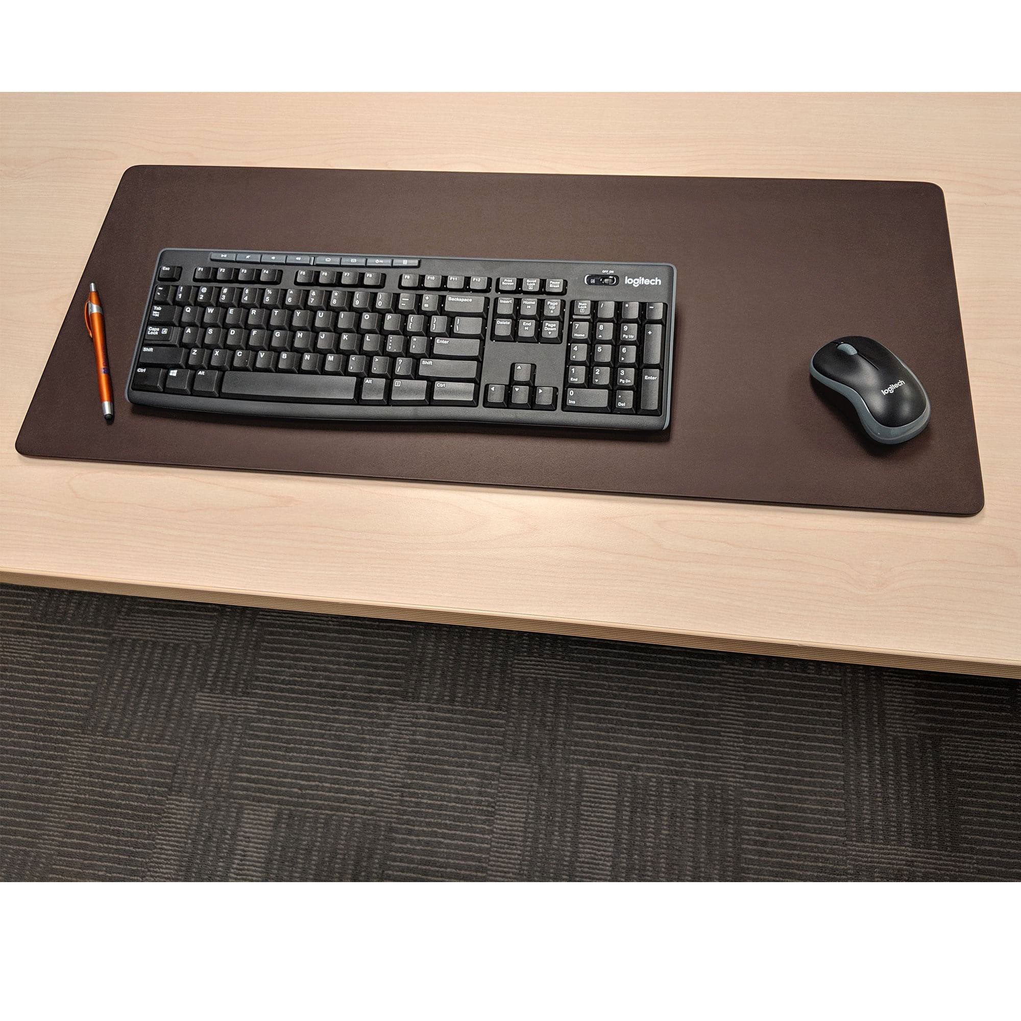 Chocolate Brown Leatherette 30" x 12.5" Keyboard/Mouse Desk Mat
