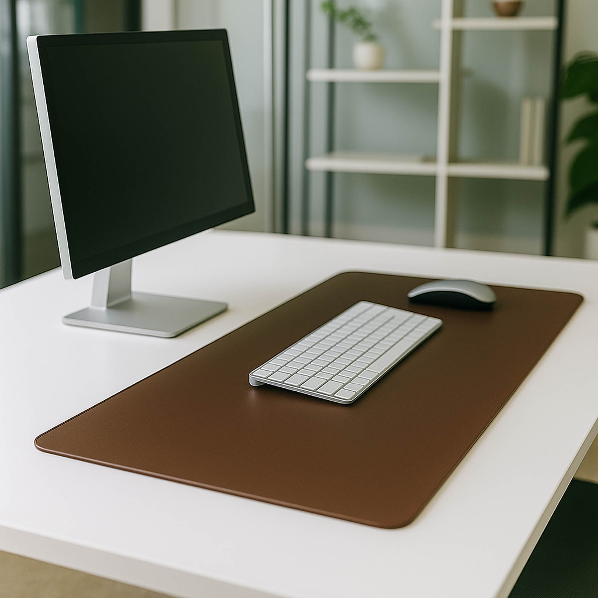 Chocolate Brown Leatherette 30" x 12.5" Keyboard/Mouse Desk Mat