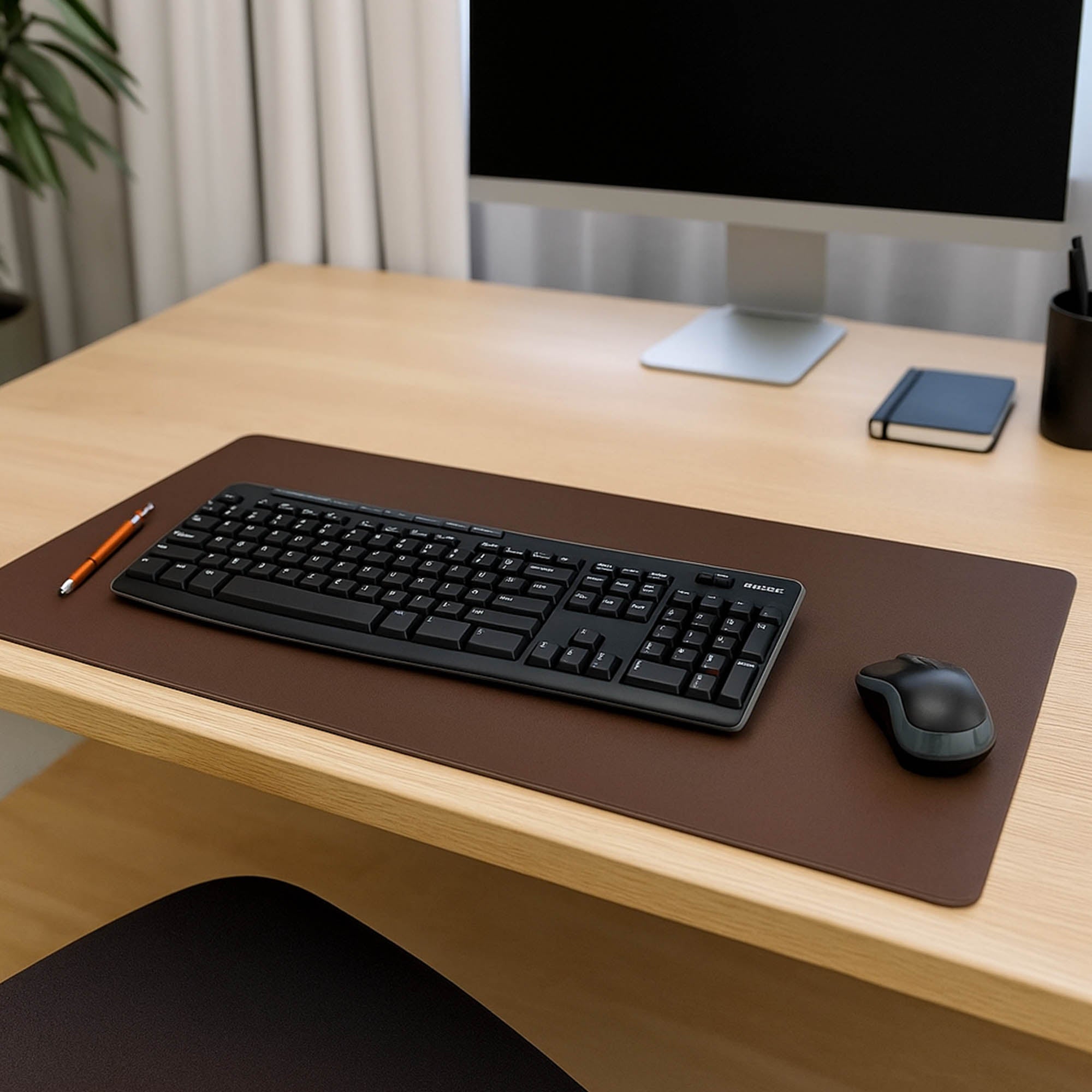 Chocolate Brown Leatherette 30" x 12.5" Keyboard/Mouse Desk Mat
