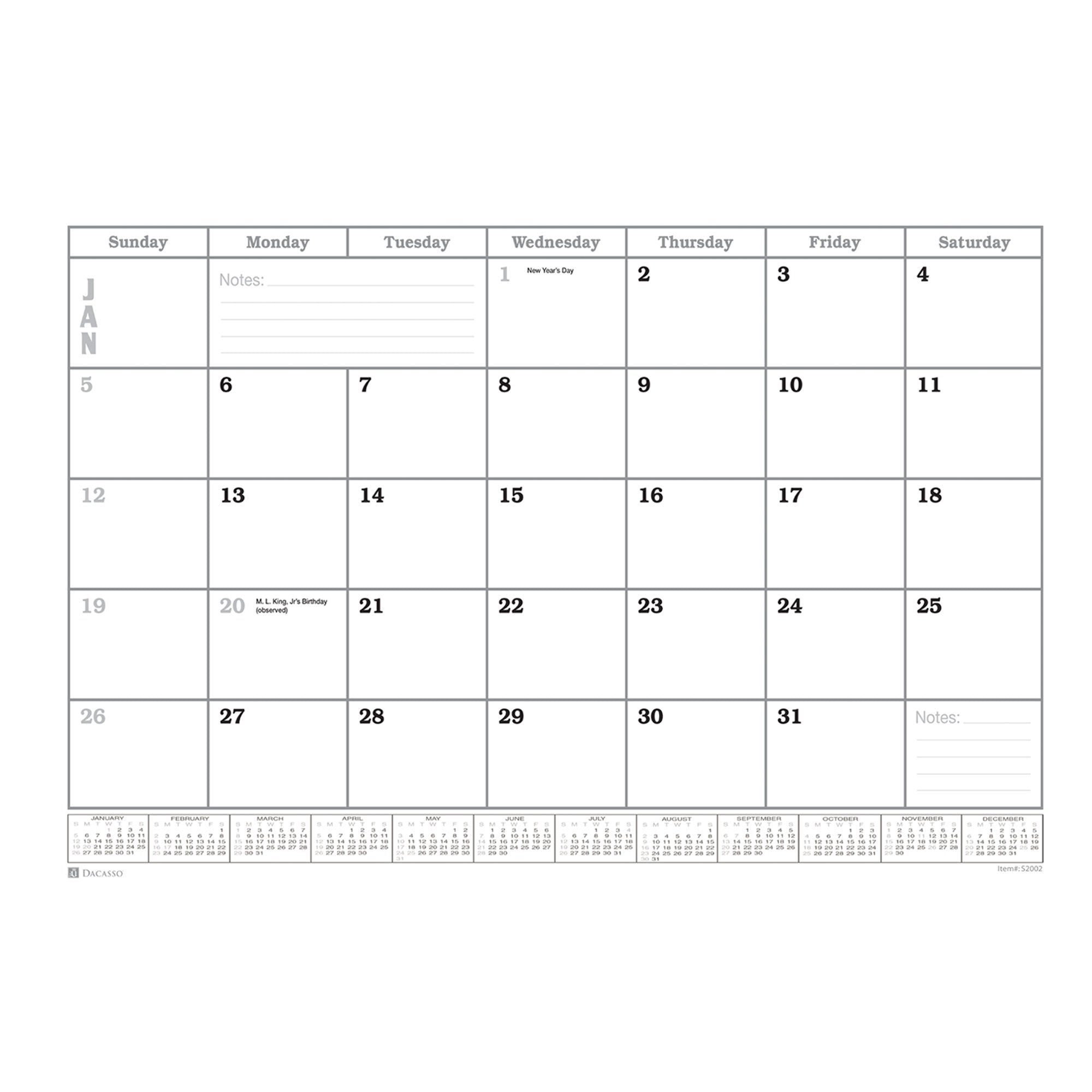Chocolate Brown Leather Desk Pad w/ Calendar Insert, 34 x 20