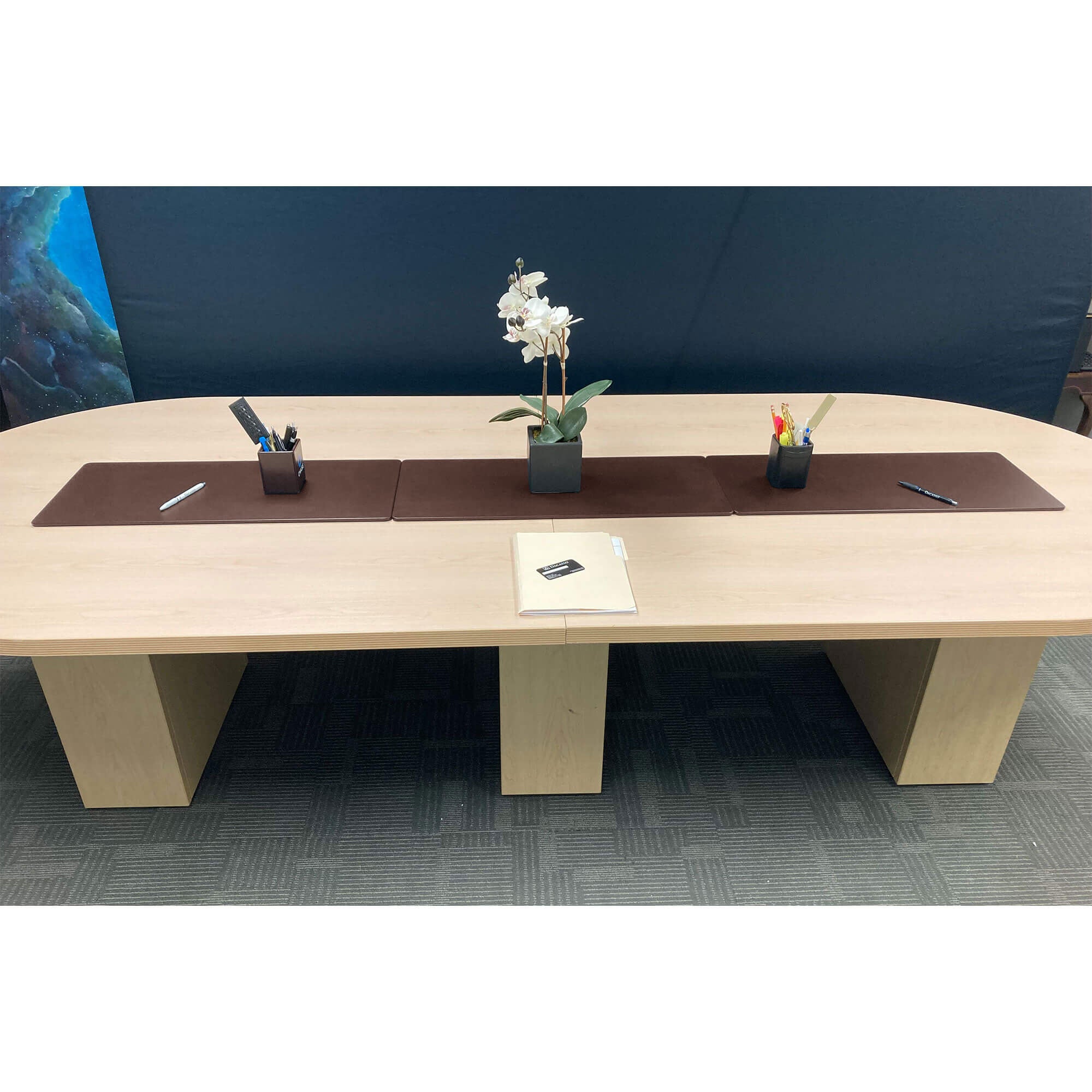 Chocolate Brown Leather 30" x 12.5" Conference Table Single Runner