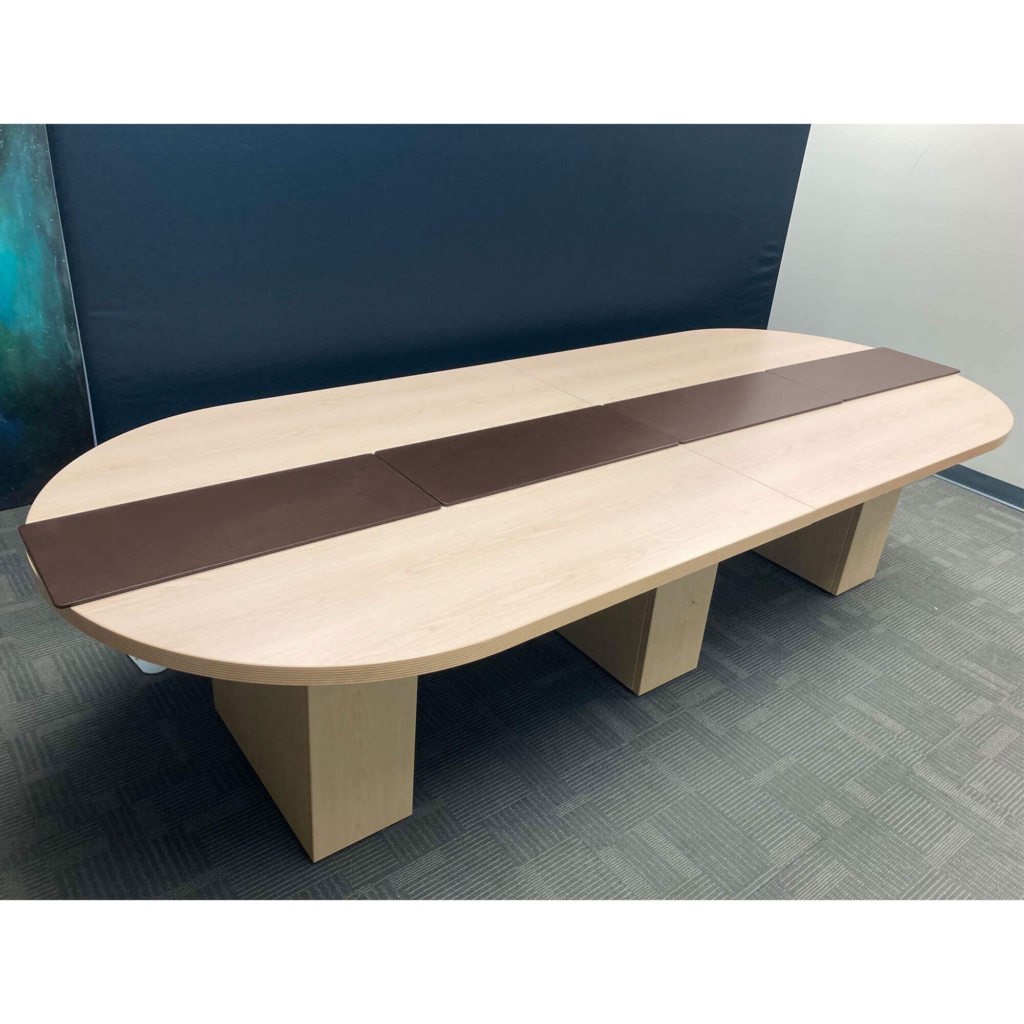 Chocolate Brown Leather 30" x 12.5" Conference Table Single Runner