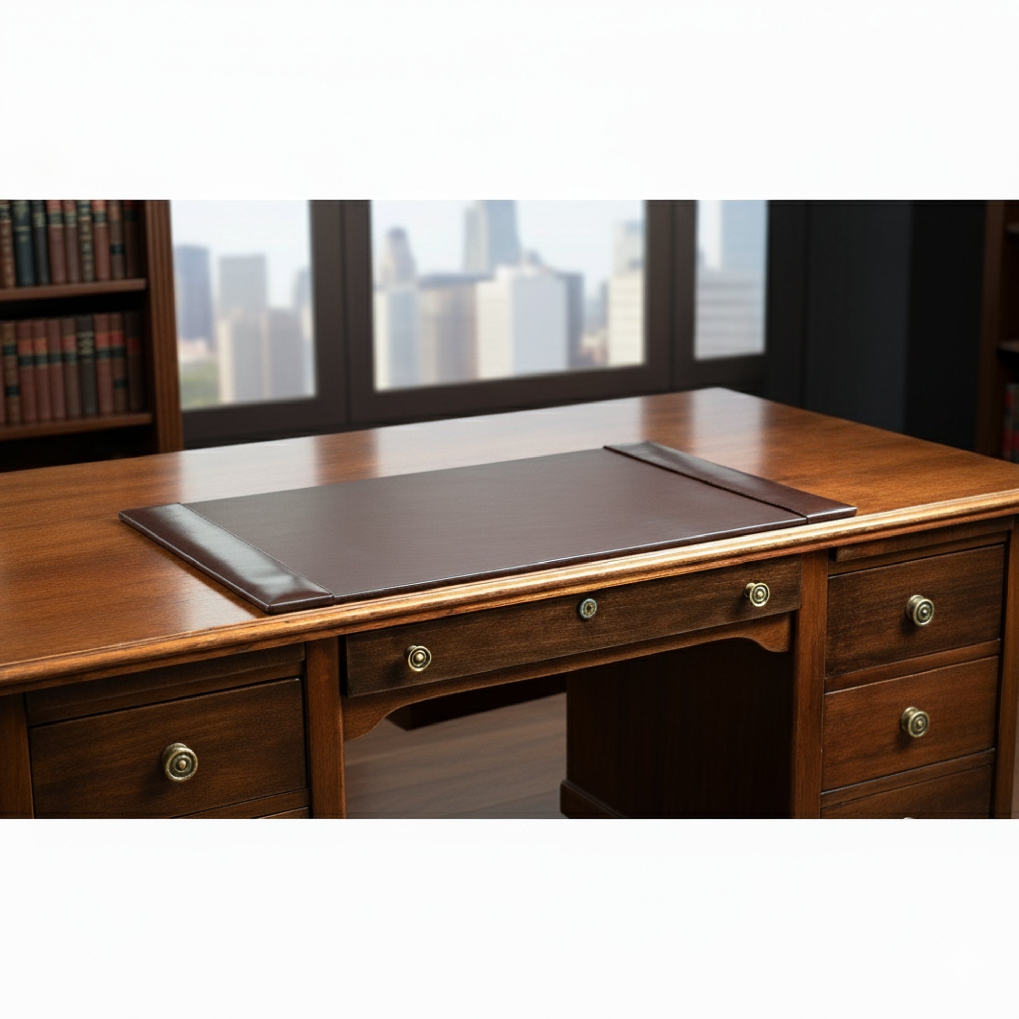 Dark Brown Bonded Leather 30" x 18" Desk Pad