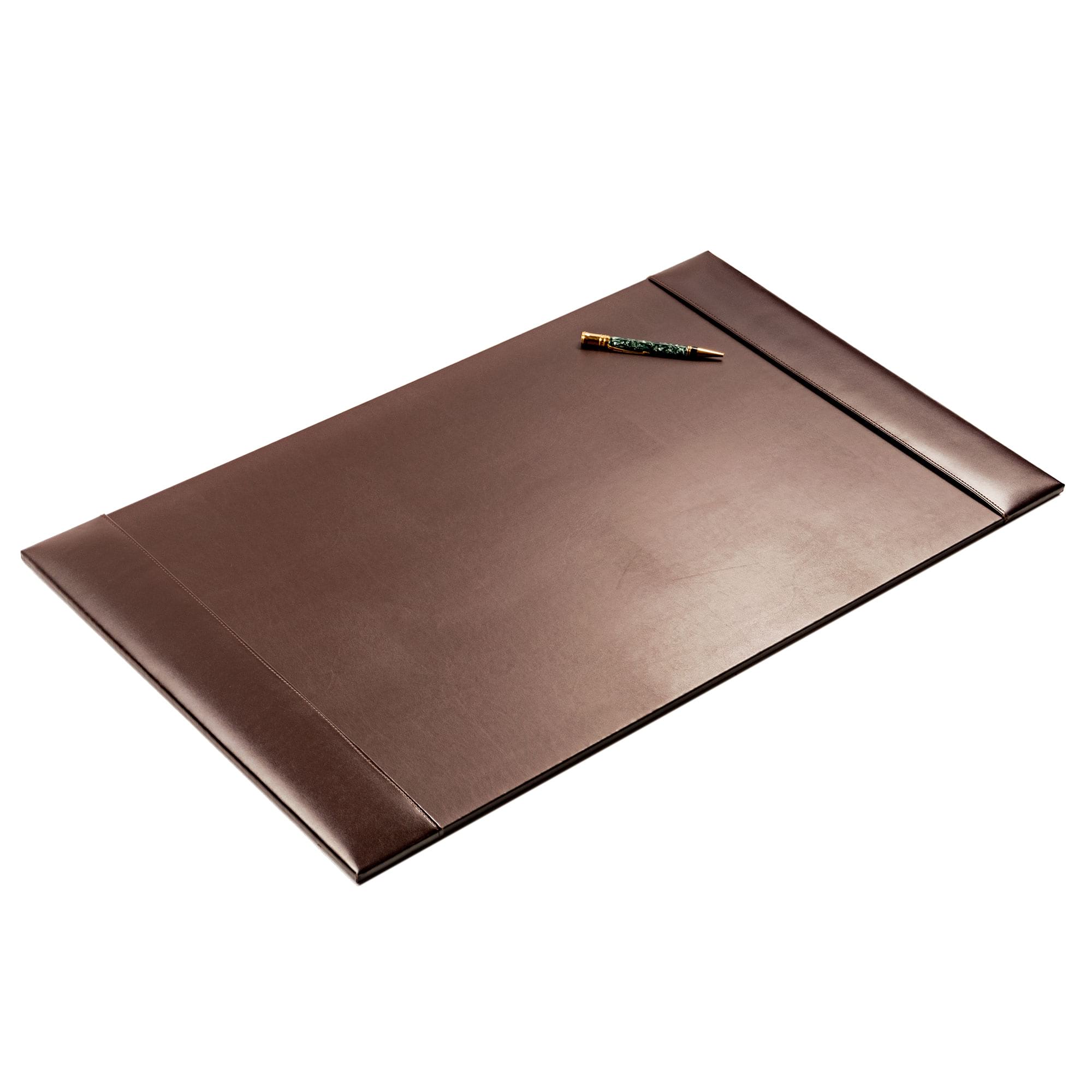 Dark Brown Bonded Leather Desk Pad w/ Calendar Insert, 30 x 18