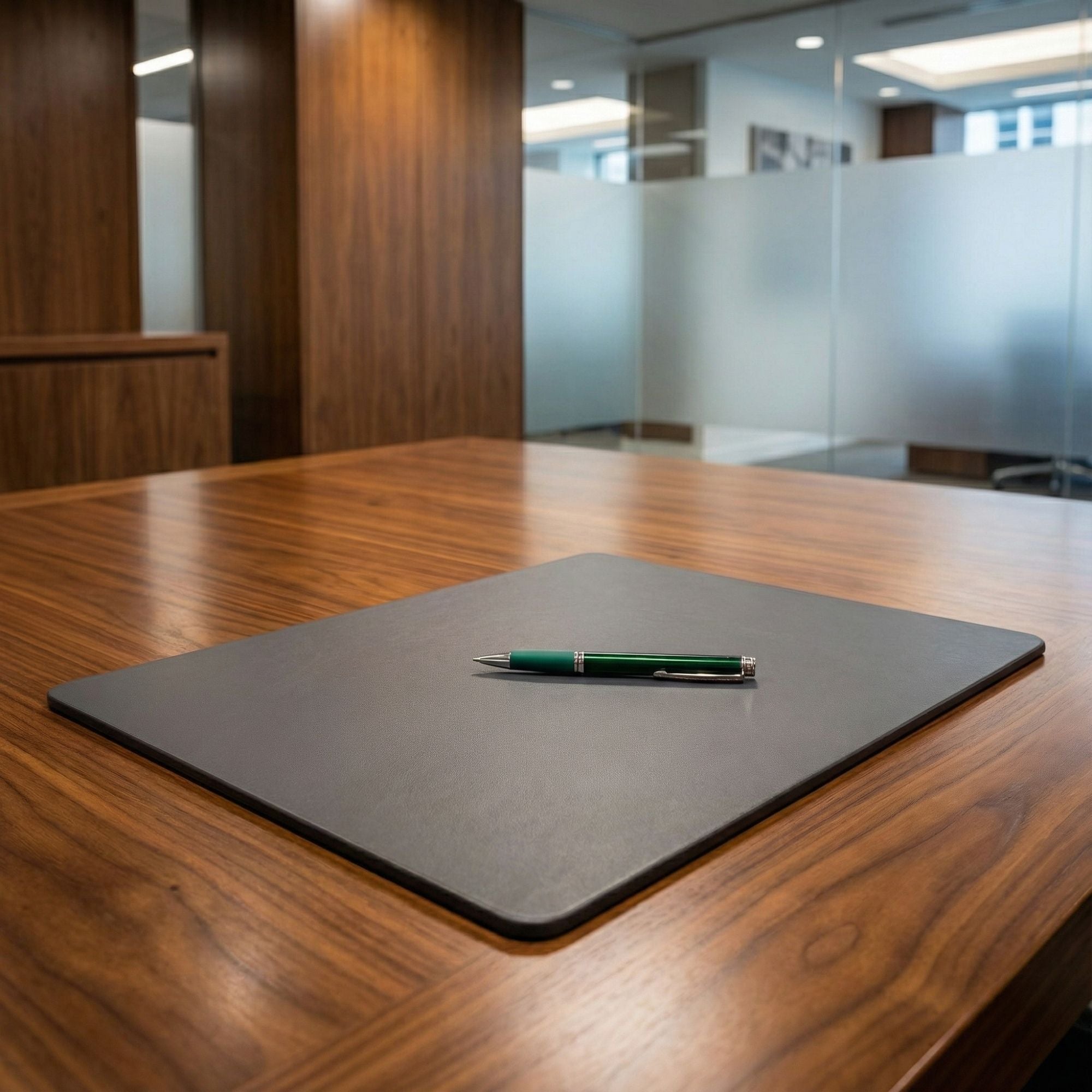 Gray Leatherette 17 x 14 Conference Table Pad