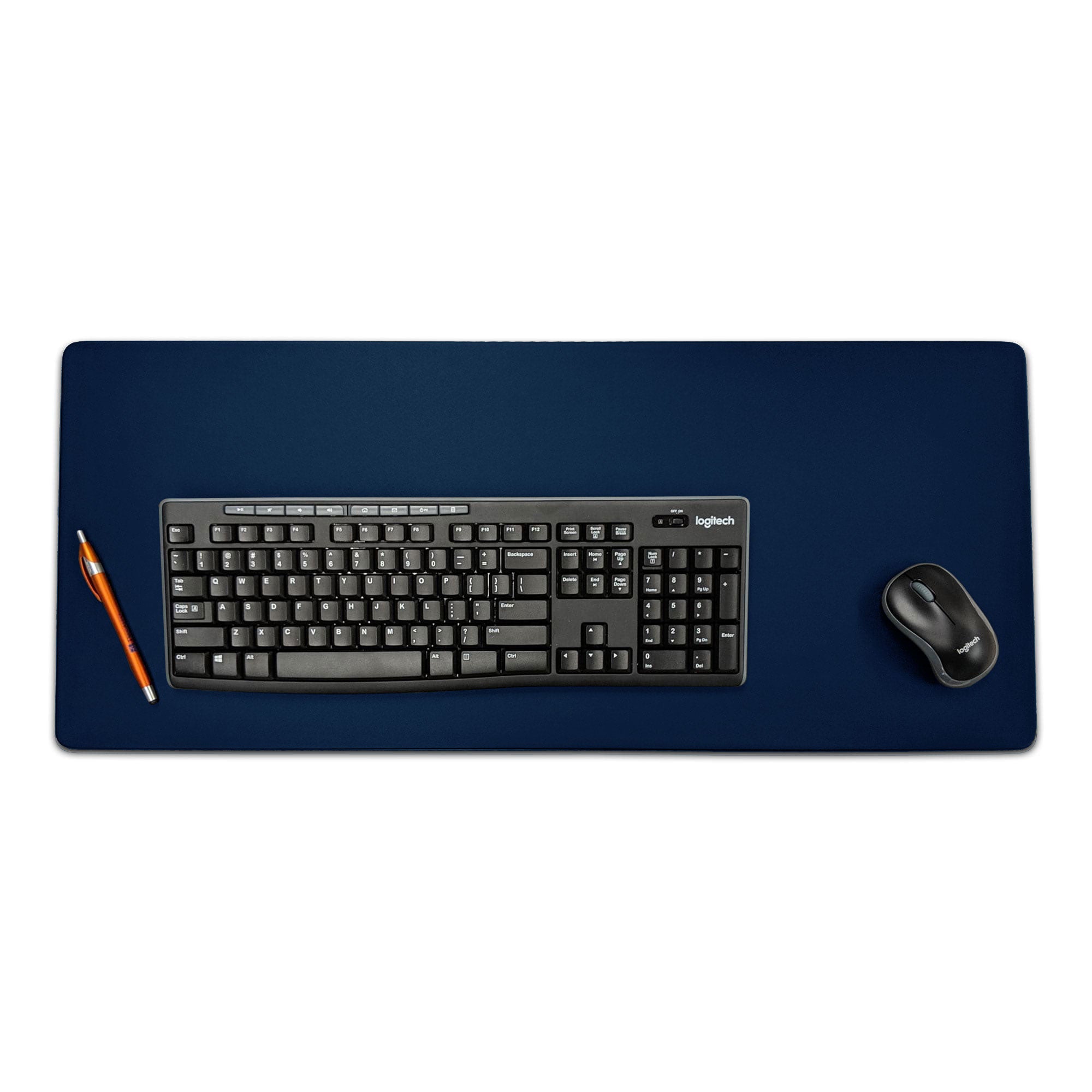 Navy Blue Leatherette 30" x 12.5" Keyboard/Mouse Desk Mat
