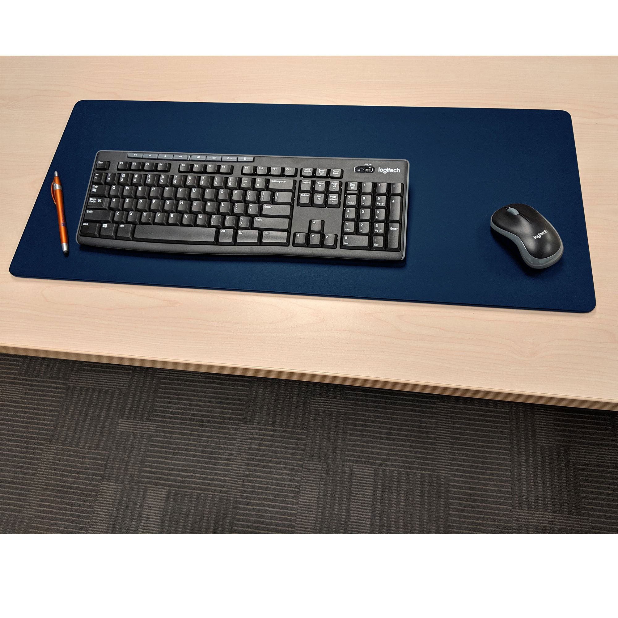 Navy Blue Leatherette 30" x 12.5" Keyboard/Mouse Desk Mat