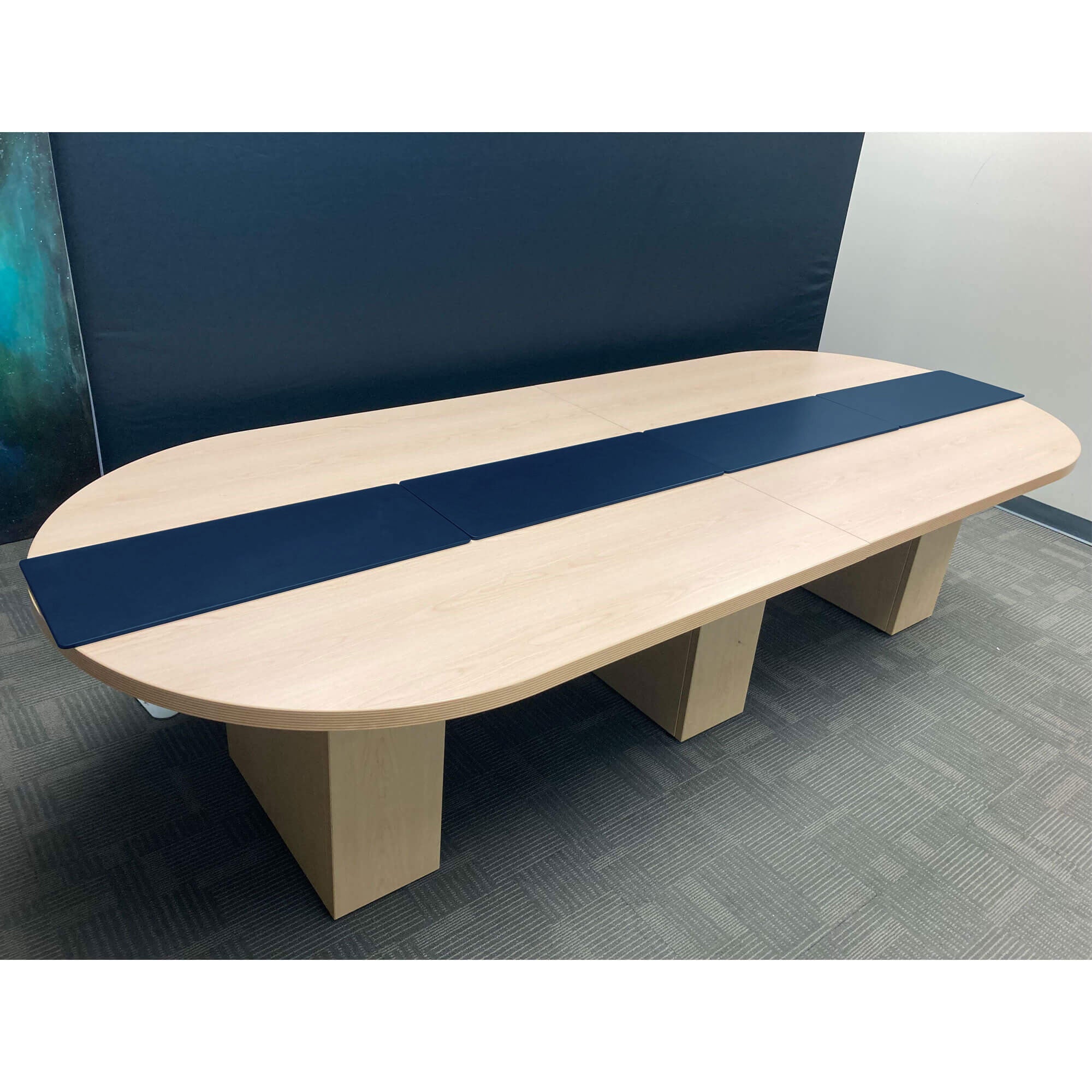 Navy Blue Leatherette 30" x 12.5" Conference Table Single Runner