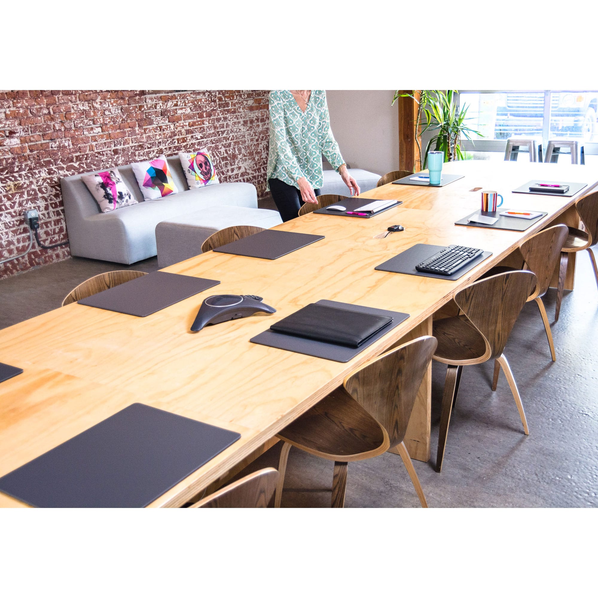 Gray Leather 17 x 14 Conference Table Pad
