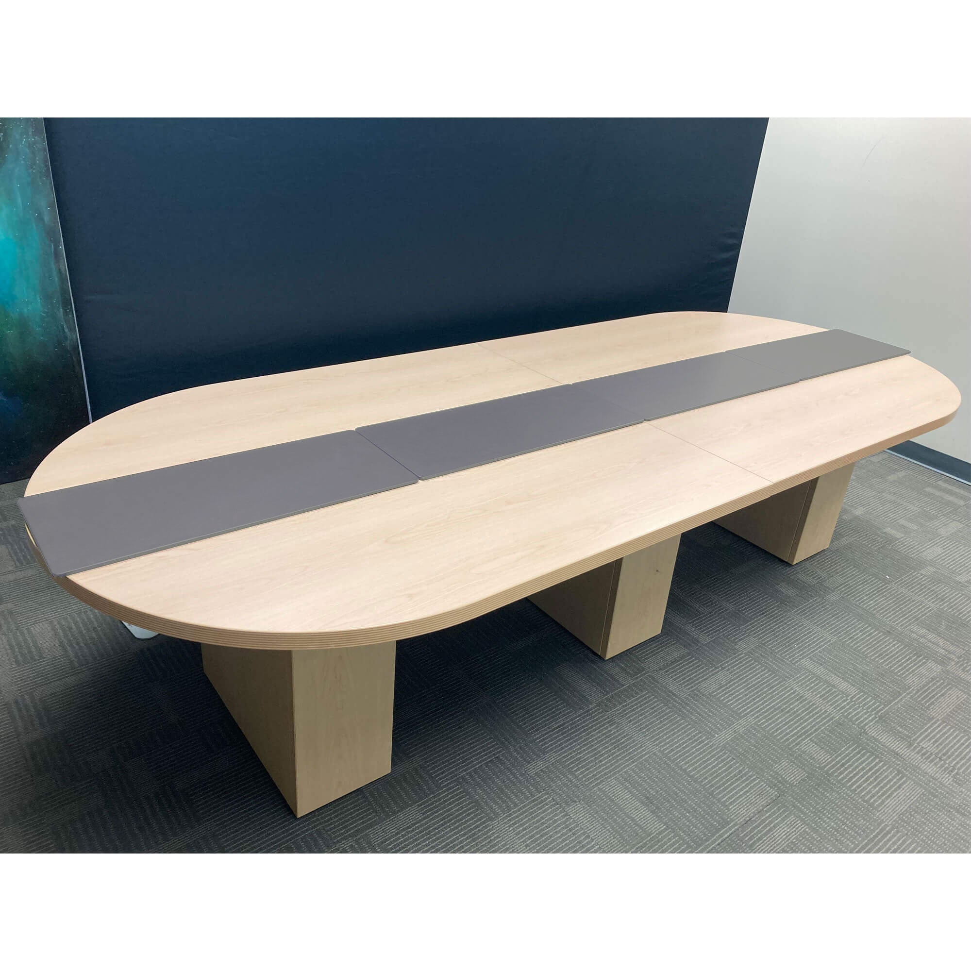 Gray Leather 30" x 12.5" Conference Table Single Runner
