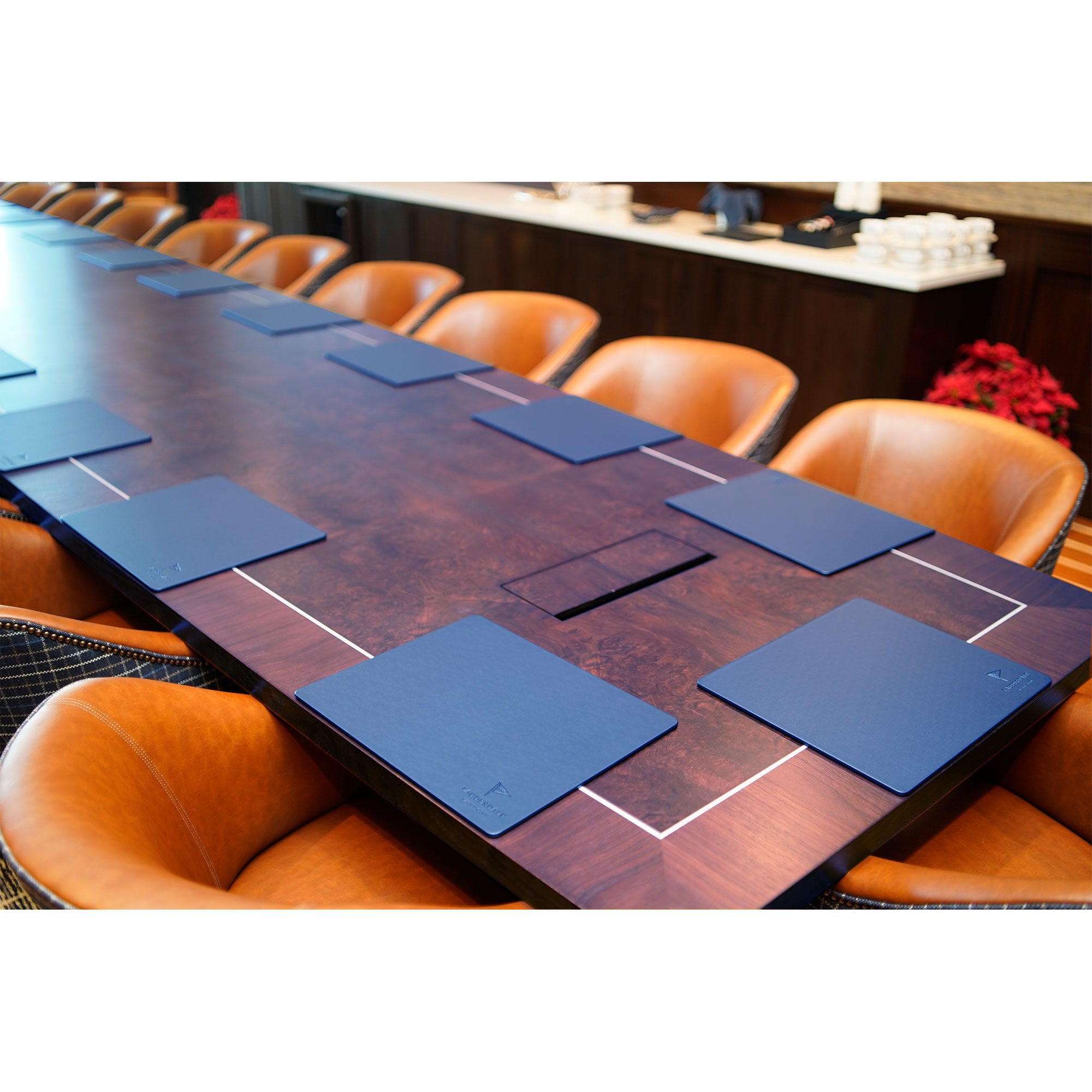 Navy Blue Leather 17 x 14 Conference Table Pad