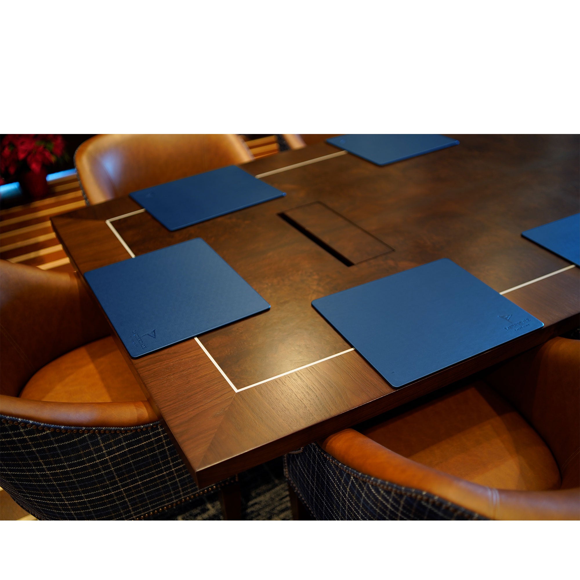 Navy Blue Leather 17 x 14 Conference Table Pad