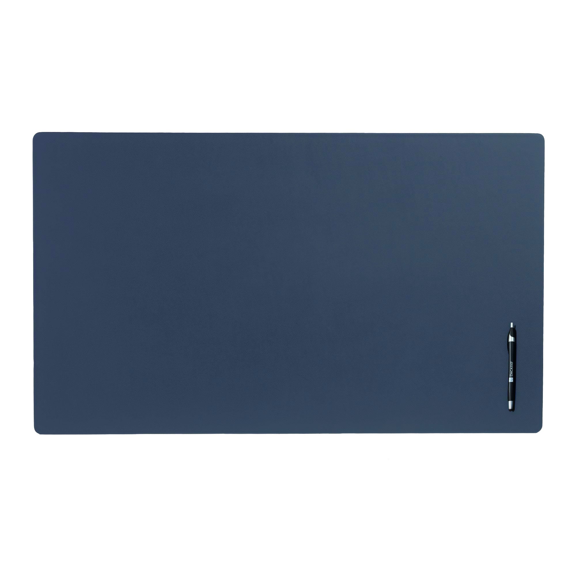Navy Blue Leather Desk Pad w/out Rails, 34" x 20"