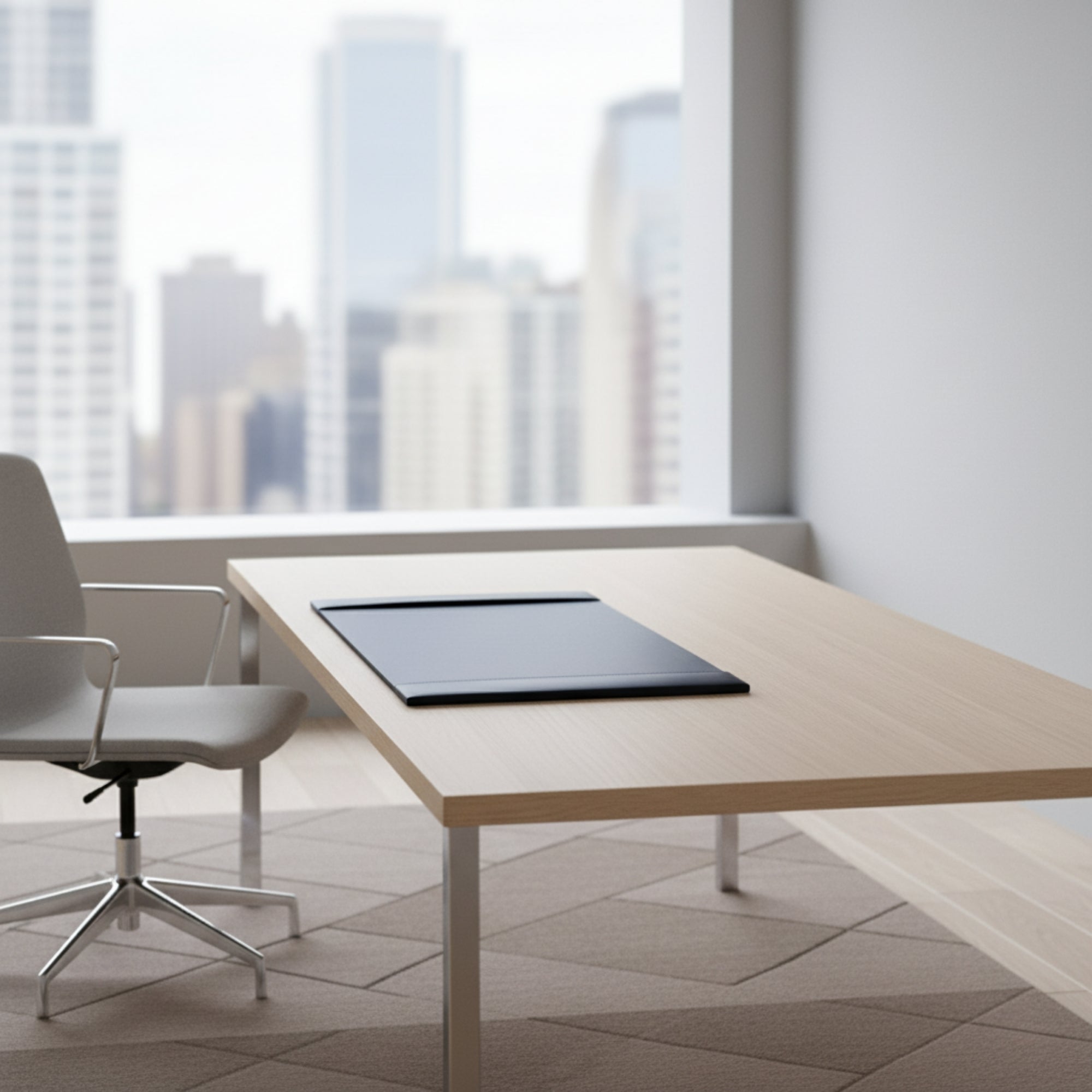 Navy Blue Bonded Leather 30" x 18" Desk Pad