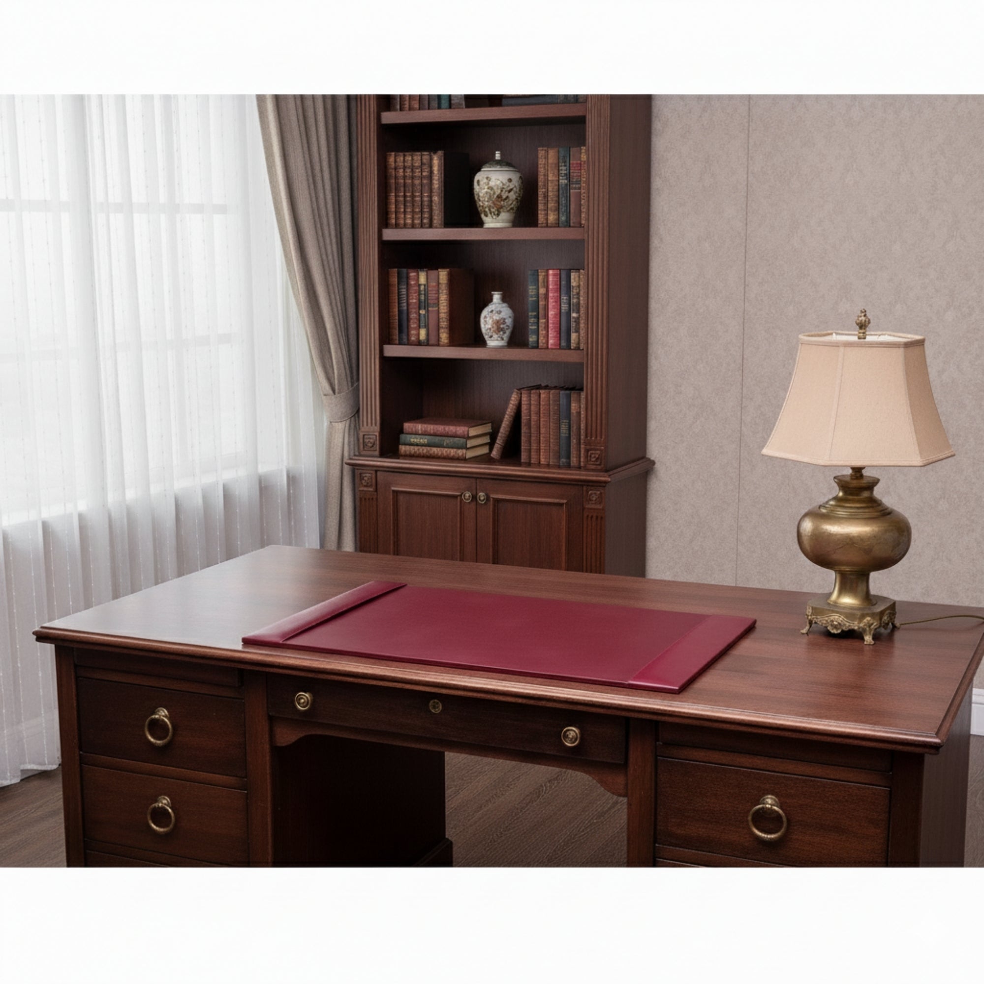 Burgundy Bonded Leather 30" x 18" Desk Pad