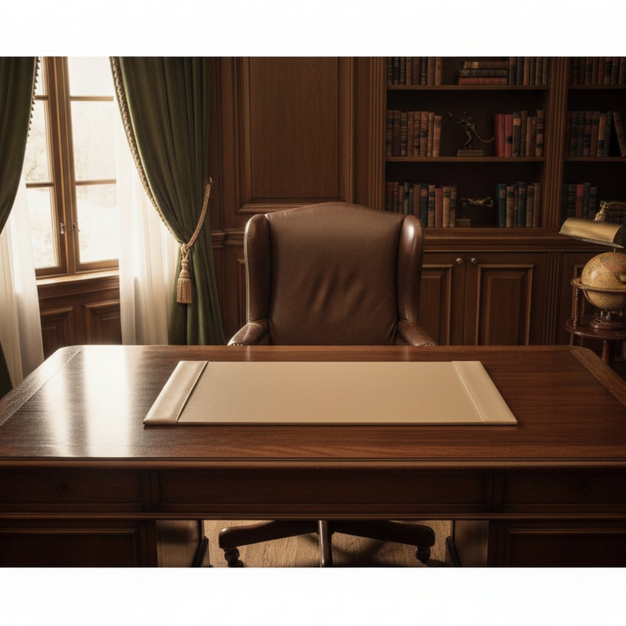 White Latte Bonded Leather 30" x 18" Side-Rail Desk Pad