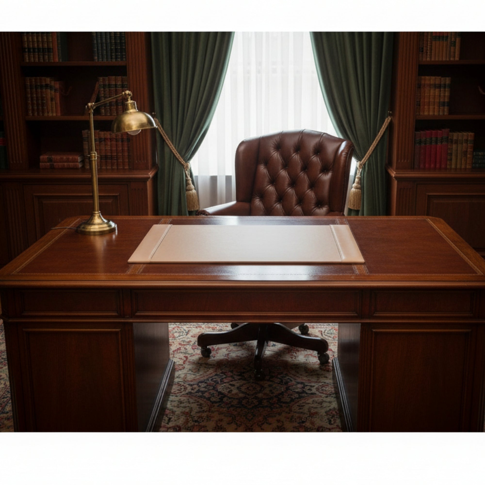 White Latte Bonded Leather 30" x 18" Side-Rail Desk Pad