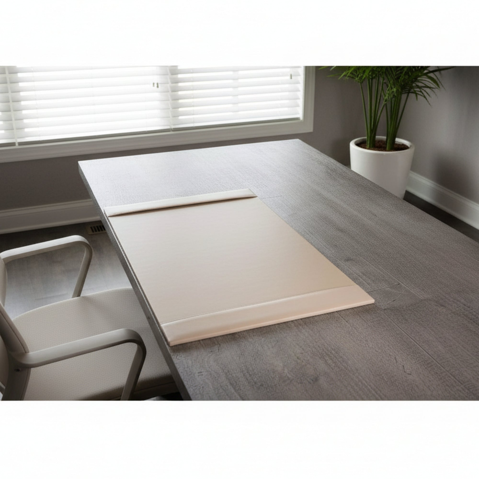 White Latte Bonded Leather 30" x 18" Side-Rail Desk Pad