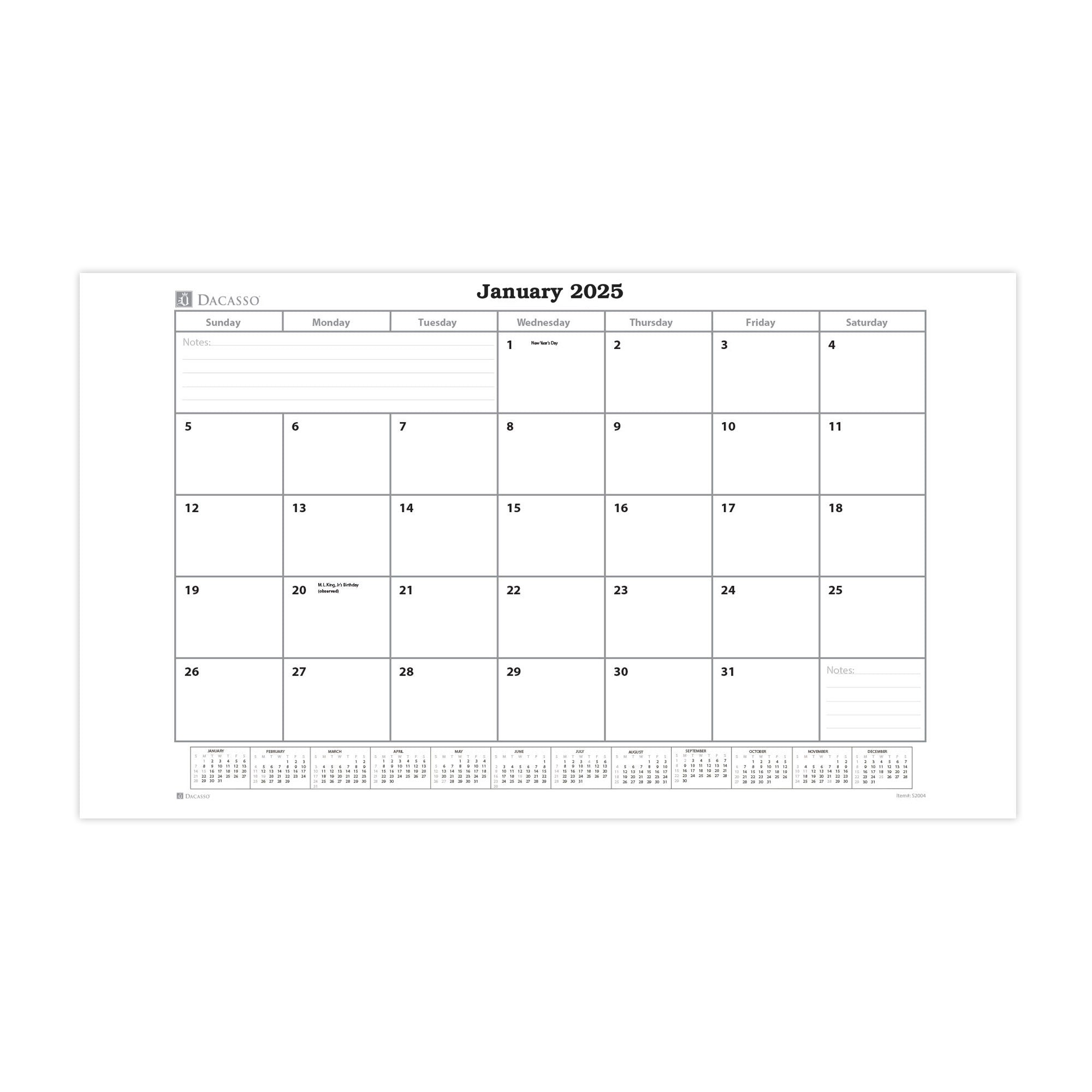 White Latte Bonded Leather Desk Pad w/ 2025 Calendar Insert, 30 x 18