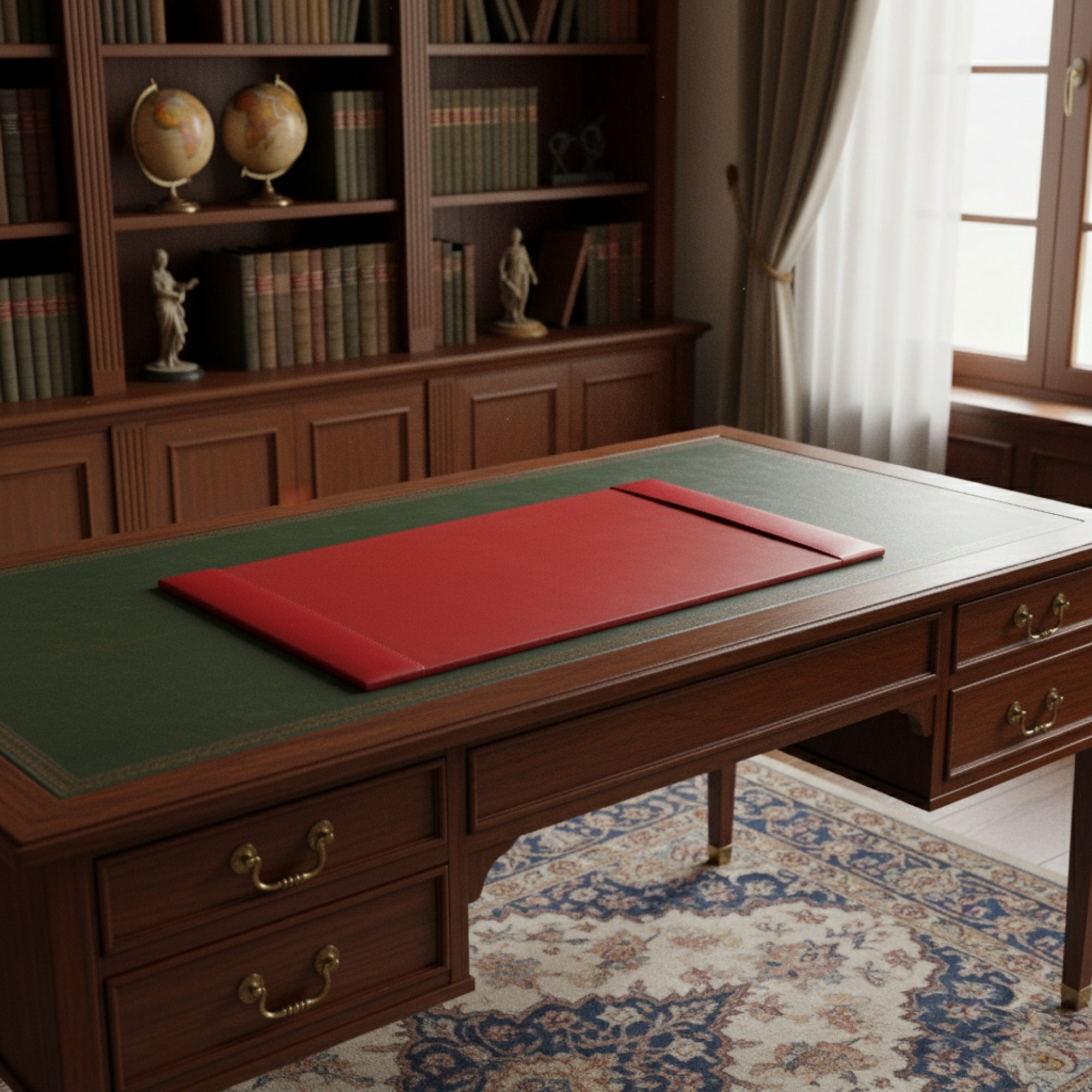 Red Bonded Leather Desk Pad, 30 x 18