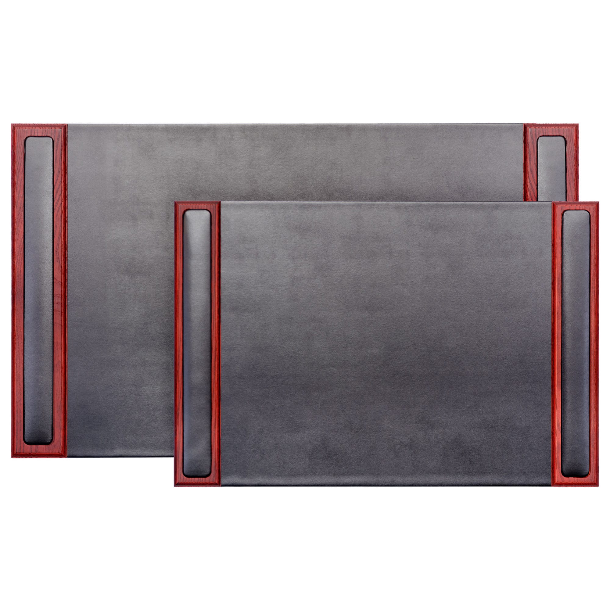 Mahogany (Rosewood) & Black Leather 25.5" x 17.25" Side-Rail Desk Pad