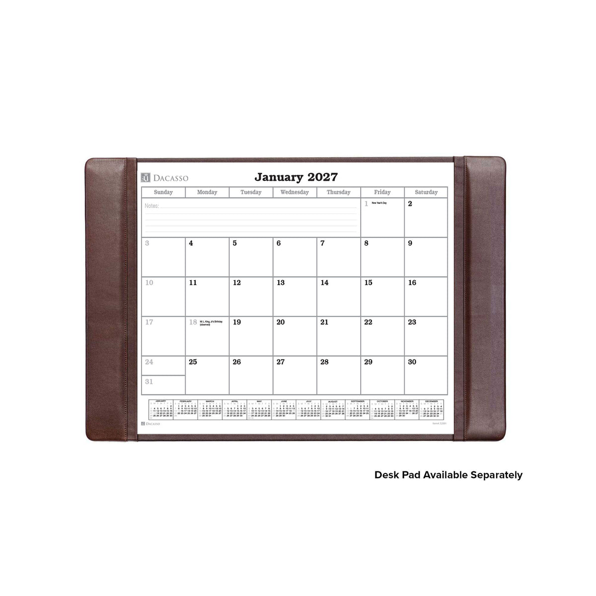 Desk Pad Monthly 2027 Calendar Insert, 24.5" x 16"