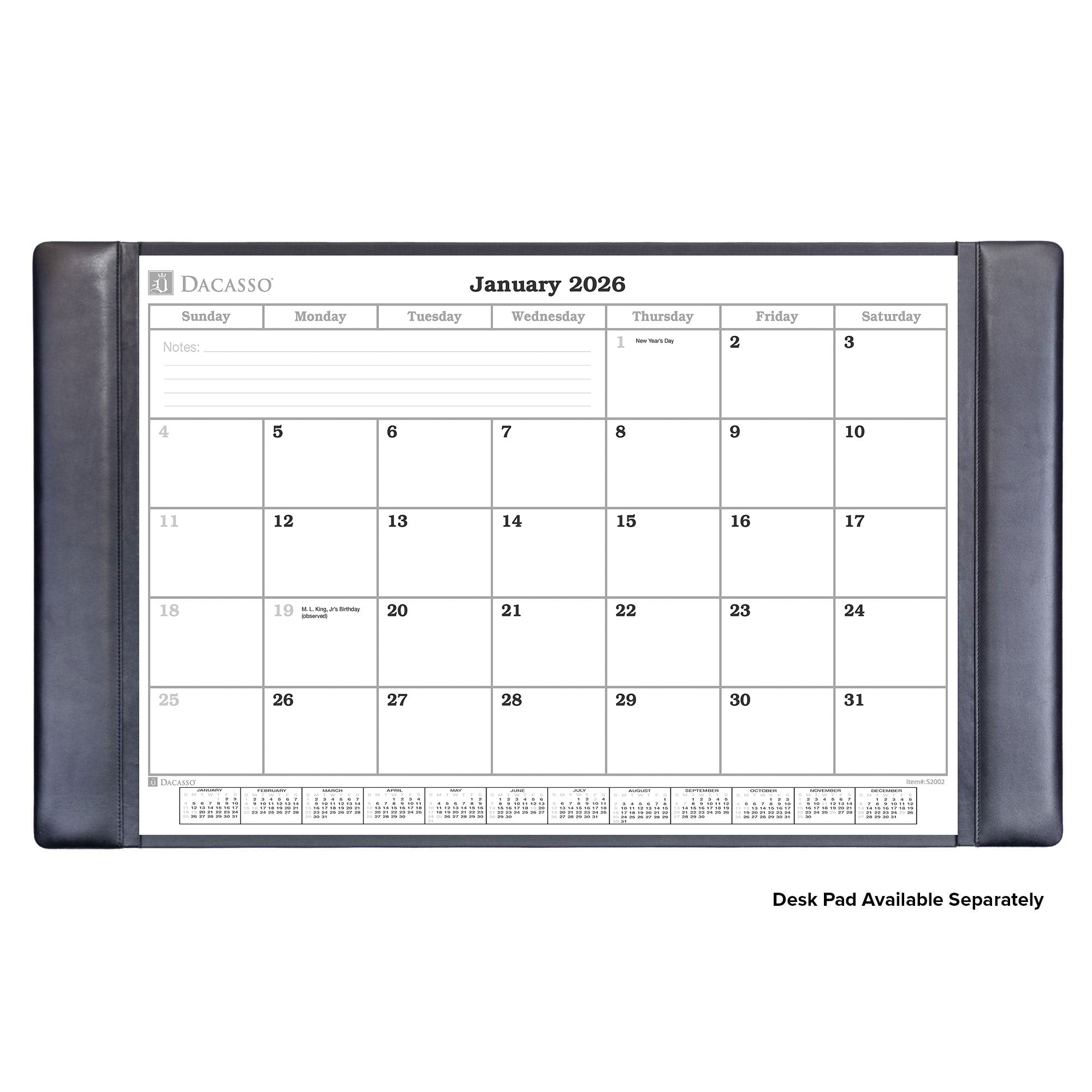 Desk Pad Monthly Calendar Insert, 32.875 x 18.875