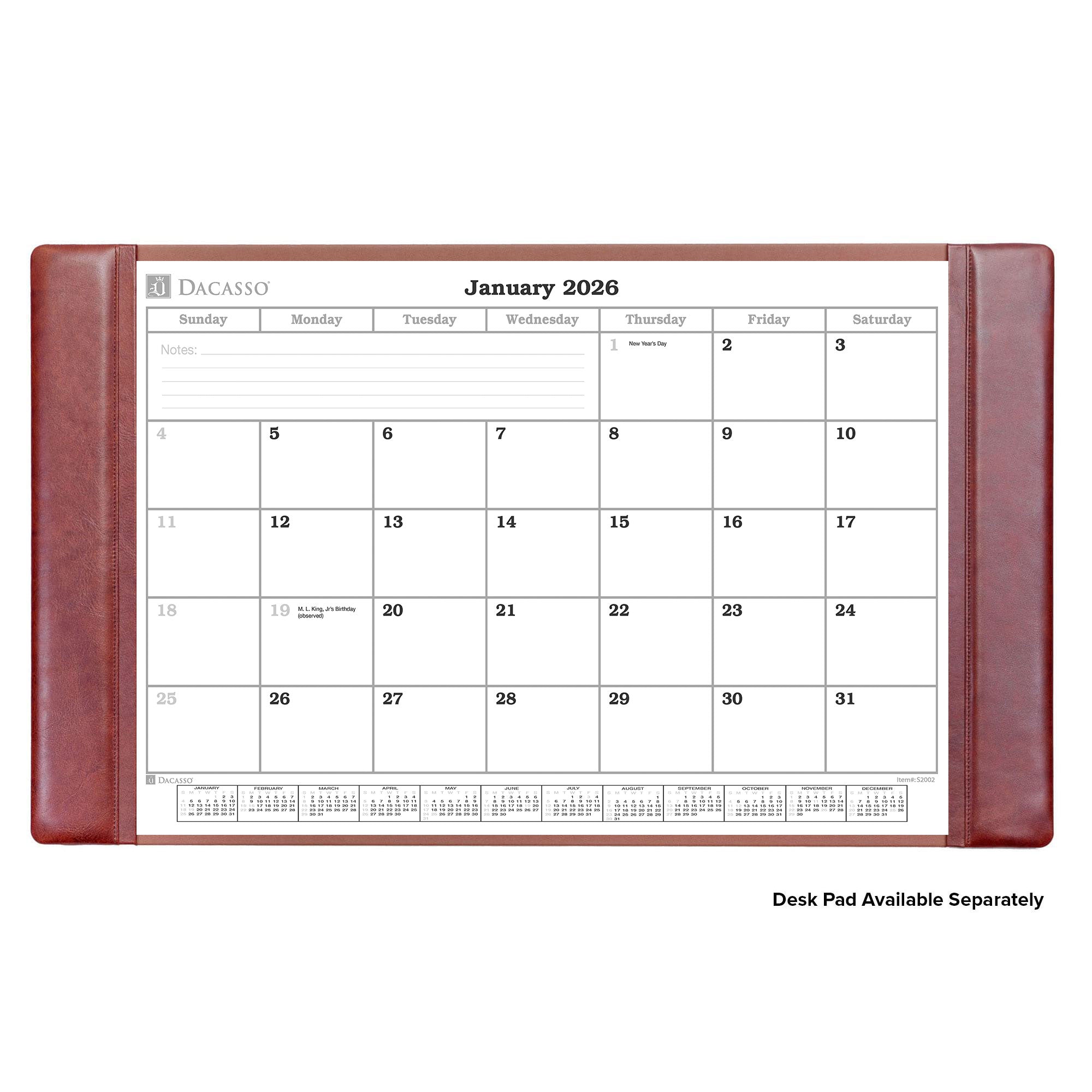 Desk Pad Monthly Calendar Insert, 32.875 x 18.875