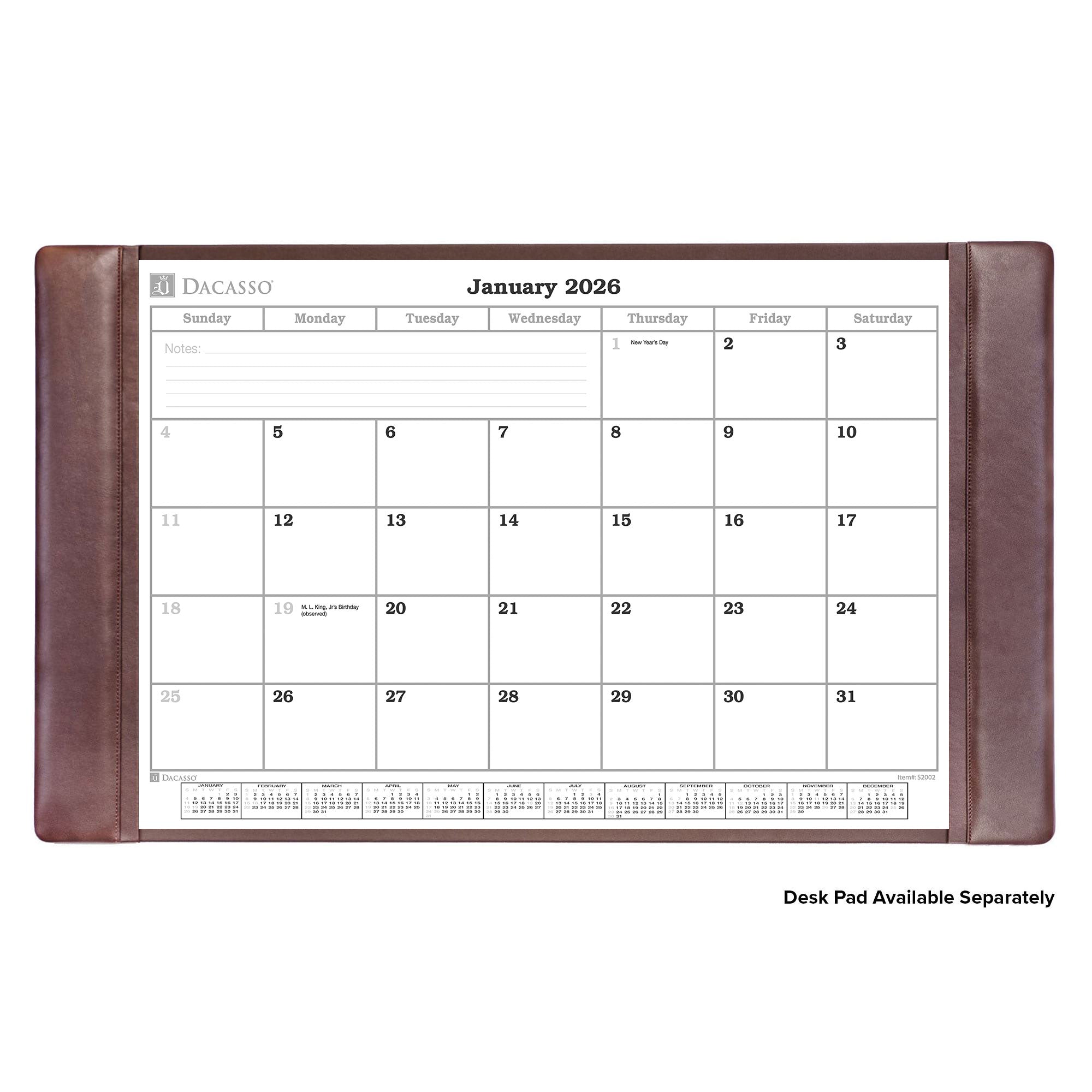 Desk Pad Monthly Calendar Insert, 32.875 x 18.875