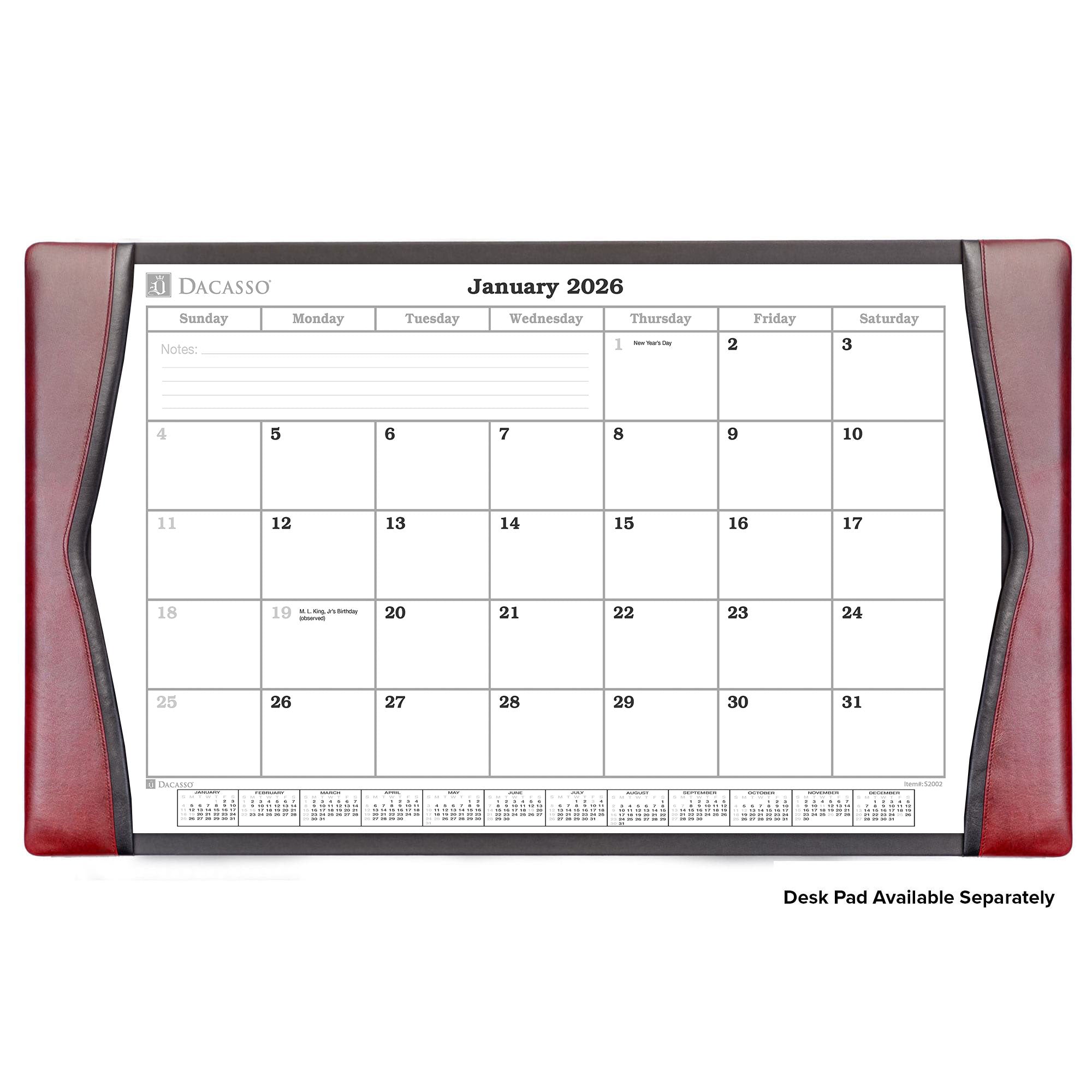 Desk Pad Monthly Calendar Insert, 32.875 x 18.875