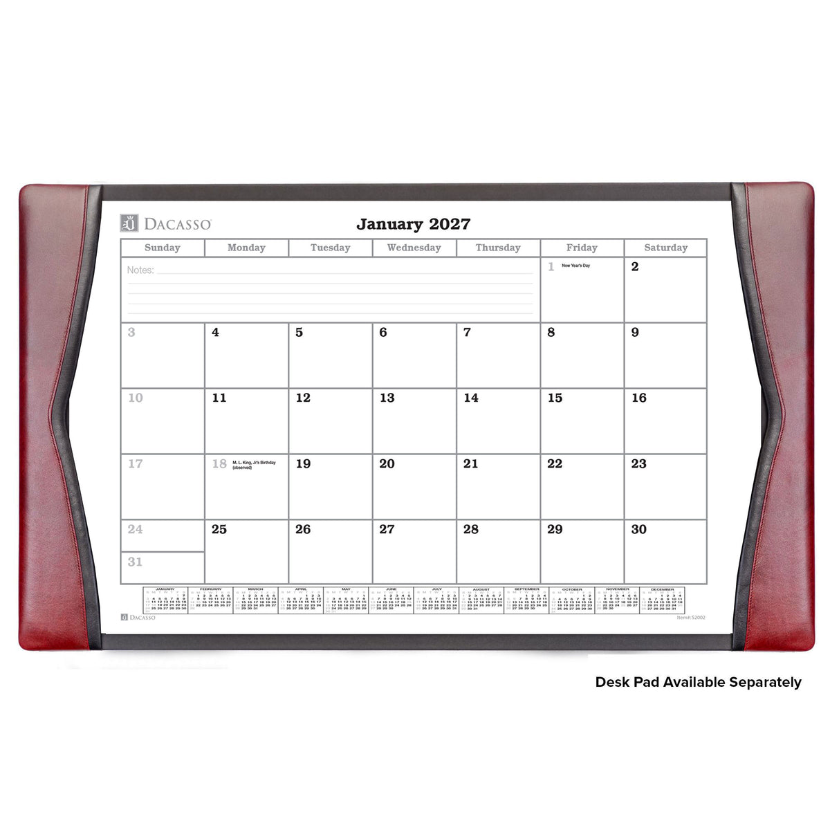 Desk Pad Monthly 2027 Calendar Insert, 32.875" x 18.875"