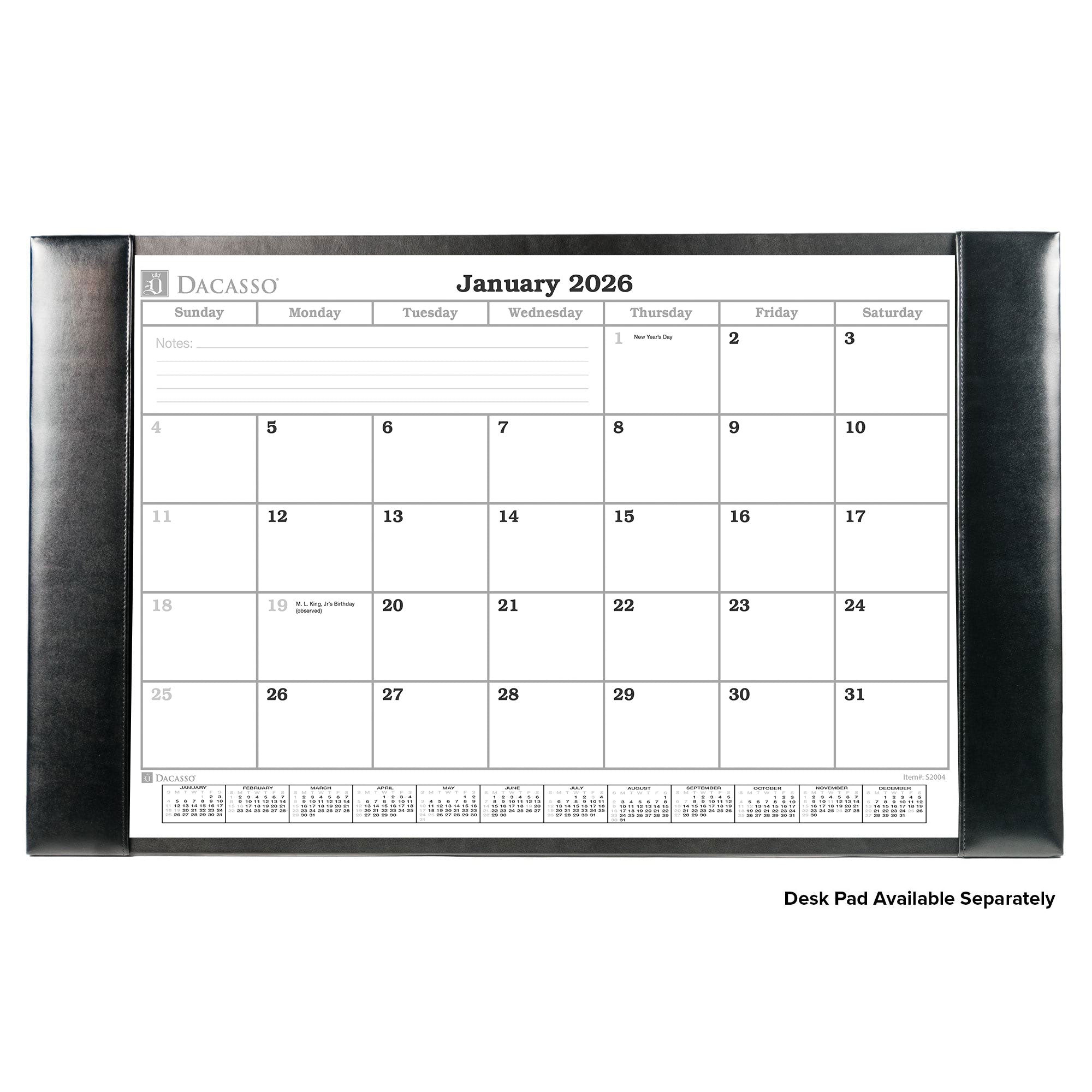 Desk Pad Monthly Calendar Insert, 28.75" x 16.75"