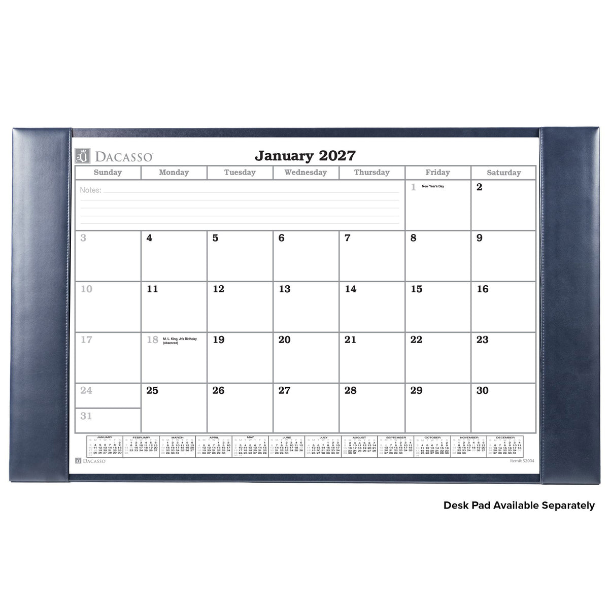 Desk Pad Monthly 2027 Calendar Insert, 28.75" x 16.75"