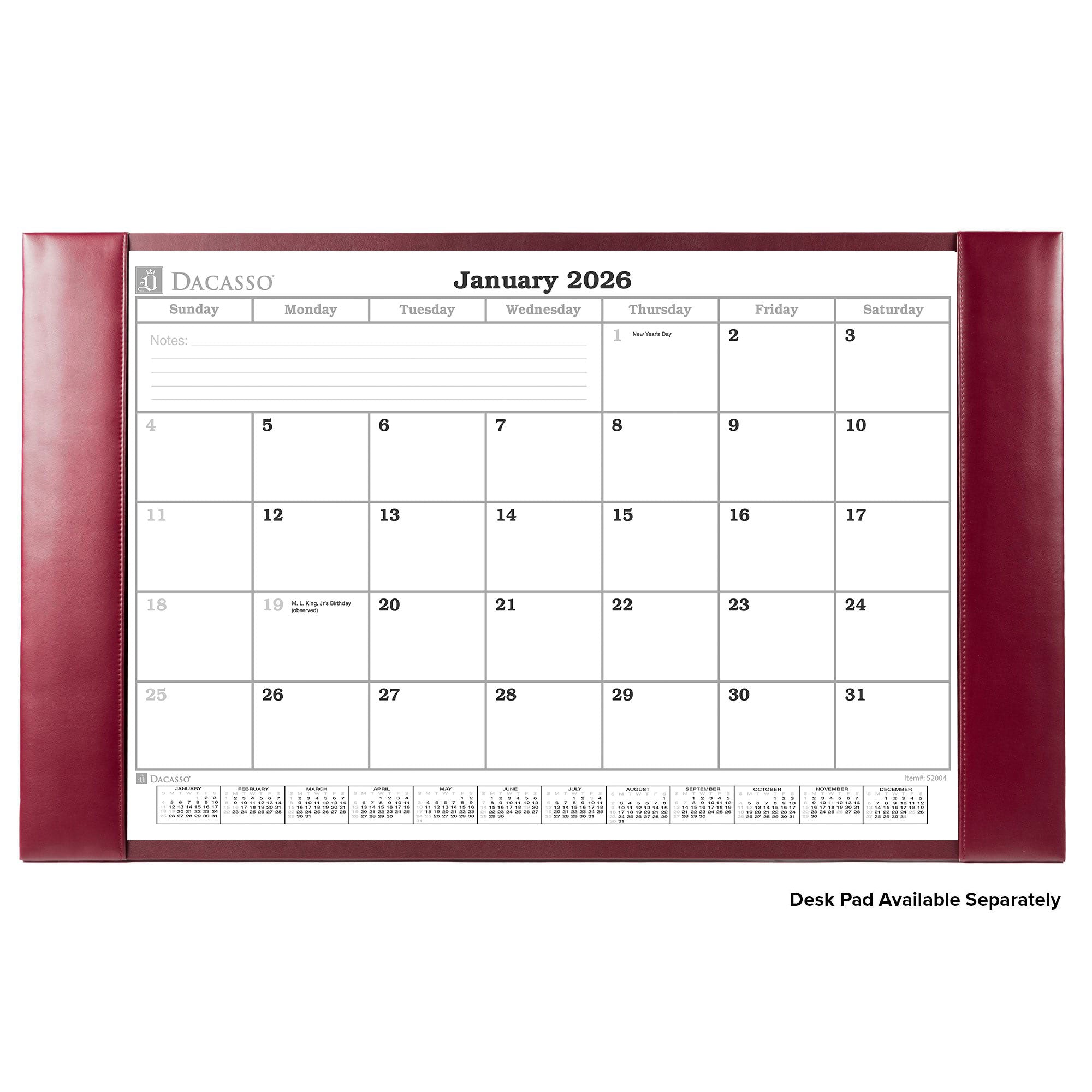 Desk Pad Monthly Calendar Insert, 28.75" x 16.75"