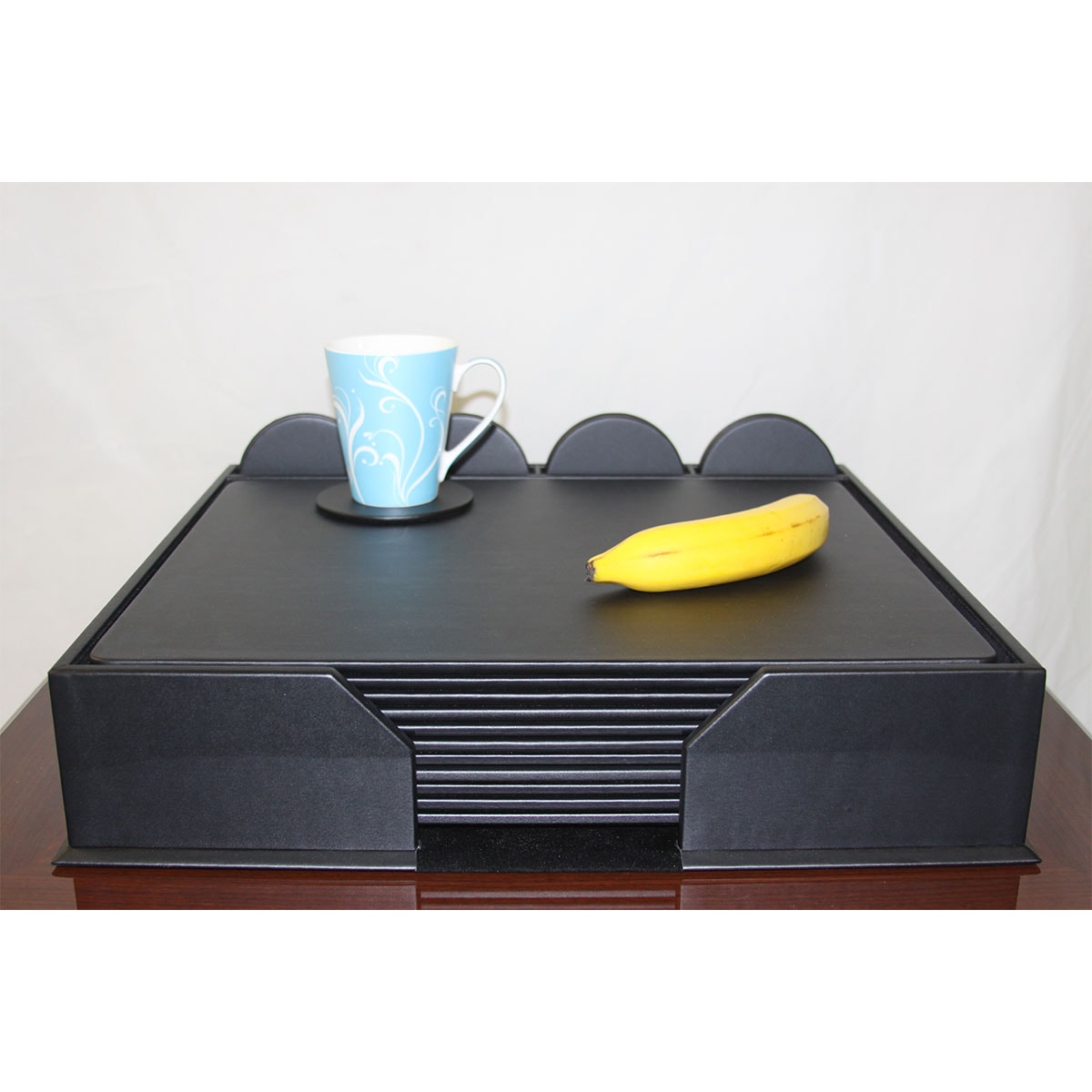 12 Seat Black Leather Conference Room Set w/ Round Coasters, 17 x 14 Size Pads