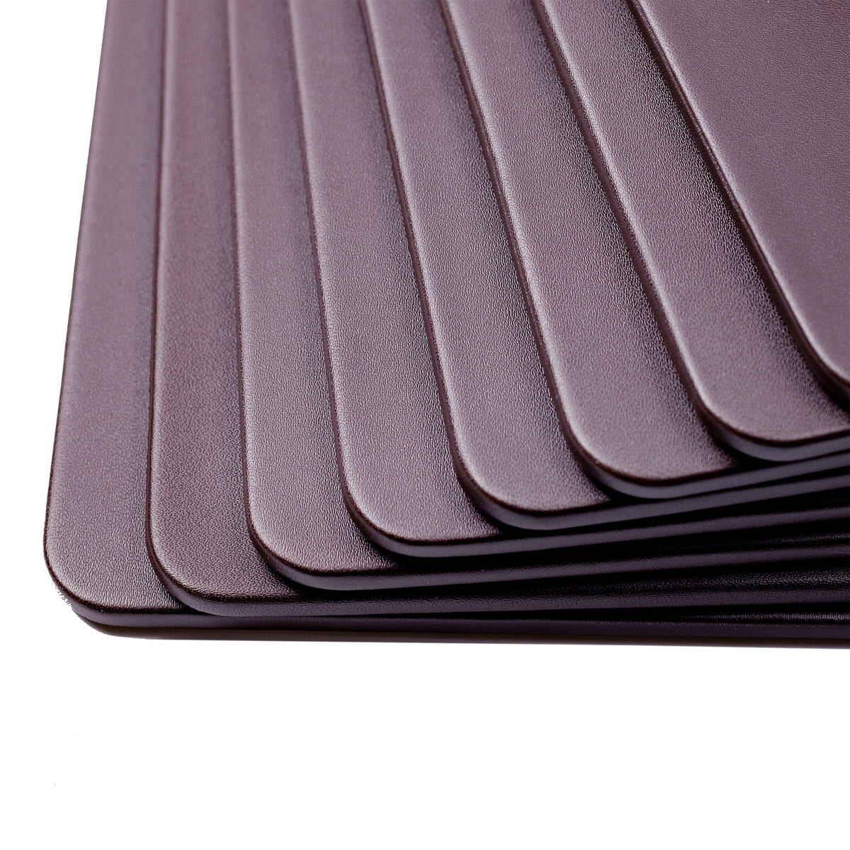 8 Seat Chocolate Brown Leatherette Conference Room Set w/ Square Coasters, 17 x 14 Size Pads