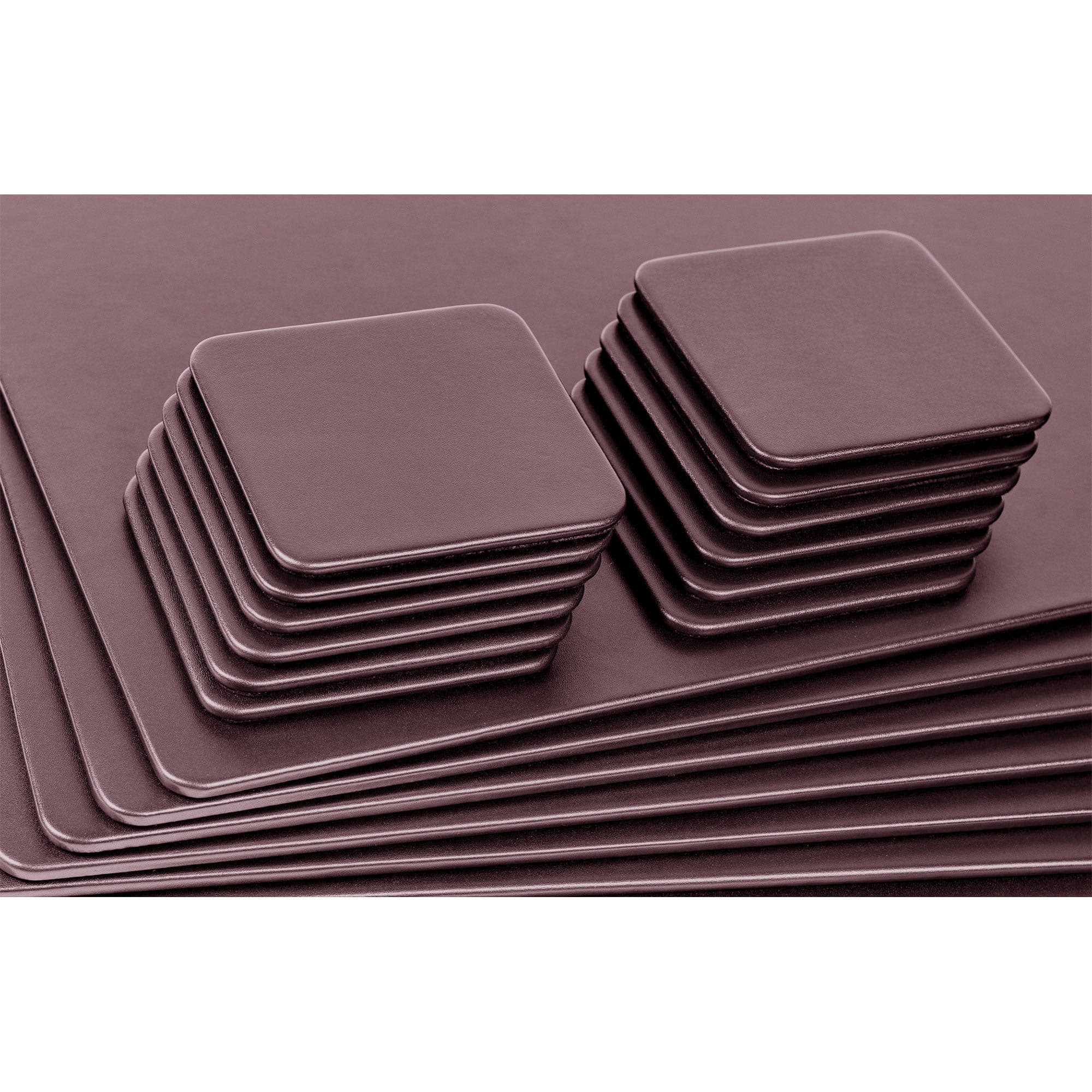 12 Seat Chocolate Brown Leatherette Conference Room Set w/ Square Coasters
