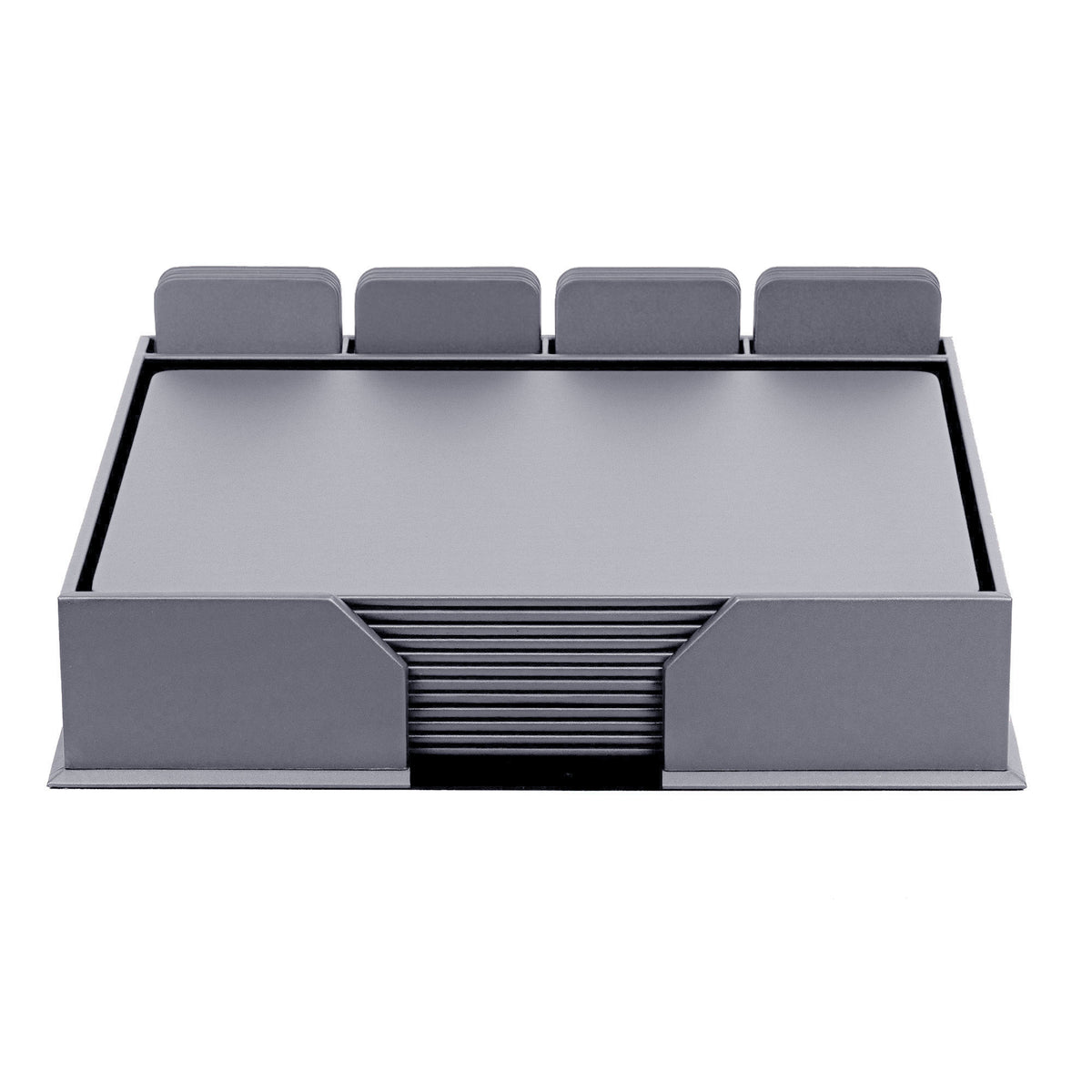 12 Seat Gray Leatherette Conference Room Set w/ Square Coasters, 17 x 14 Size Pads
