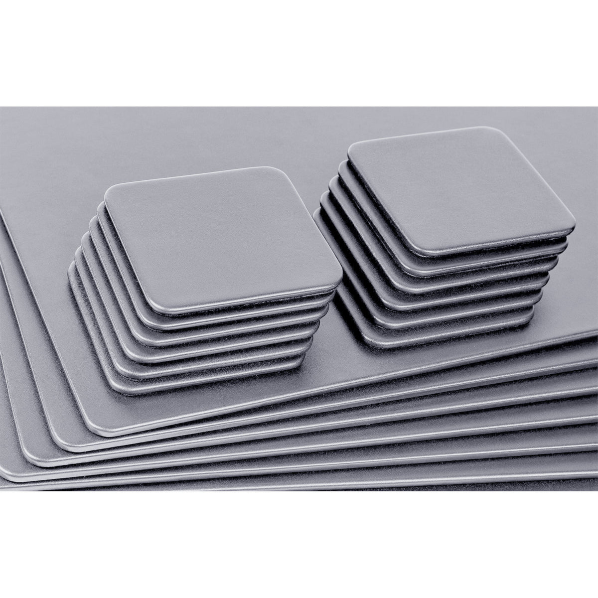 12 Seat Gray Leatherette Conference Room Set w/ Square Coasters, 17 x 14 Size Pads