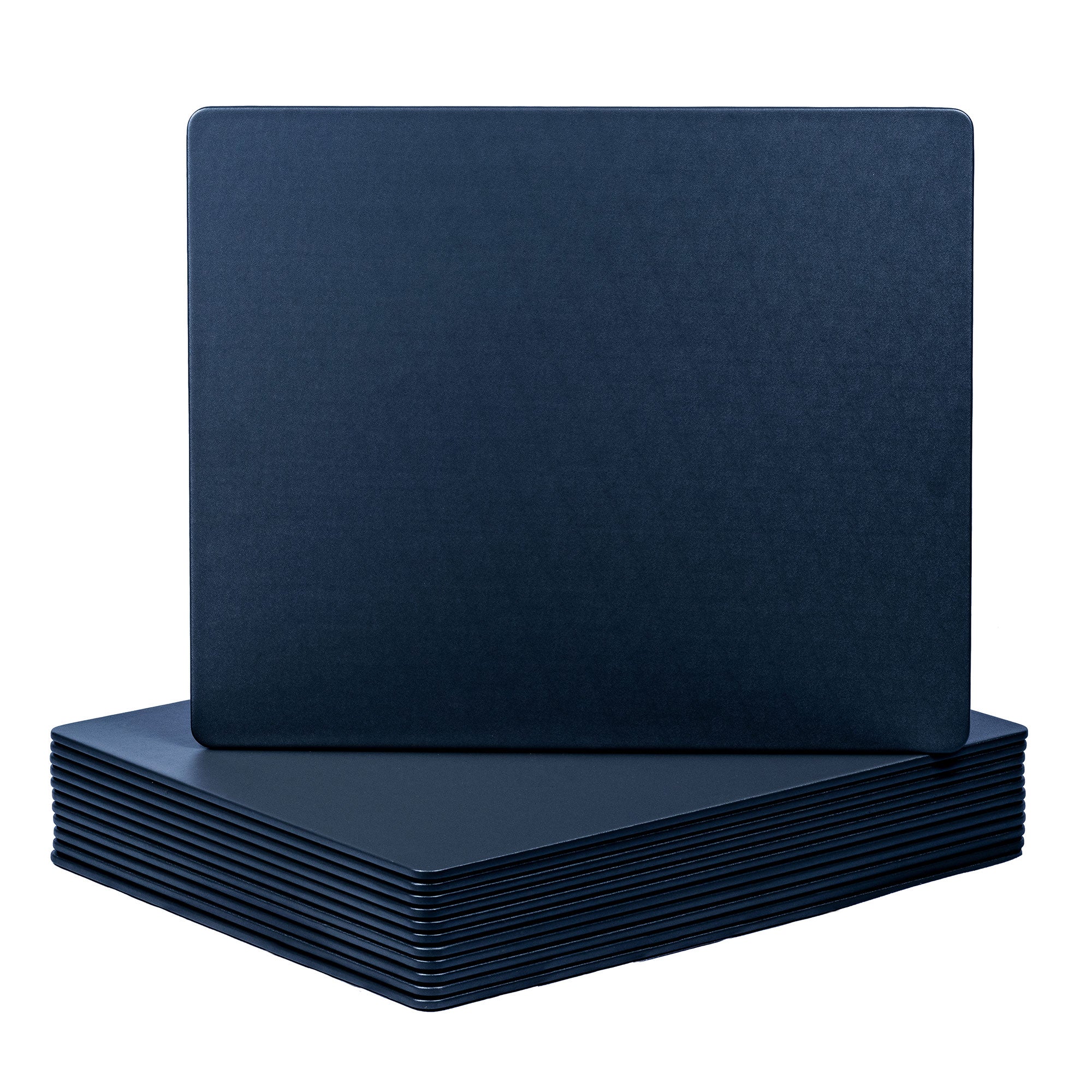 12 Seat Navy Blue Leatherette Conference Room Set w/ Round Coasters, 17 x 14 Size Pads