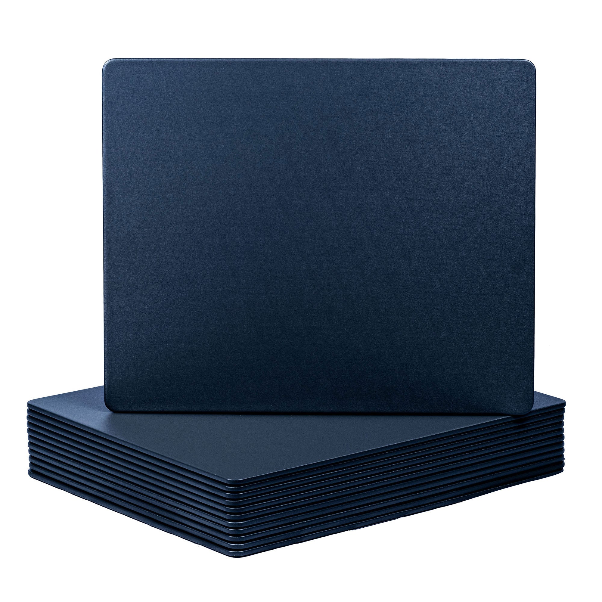12 Seat Navy Blue Leatherette Conference Room Set w/ Square Coasters, 17 x 14 Size Pads