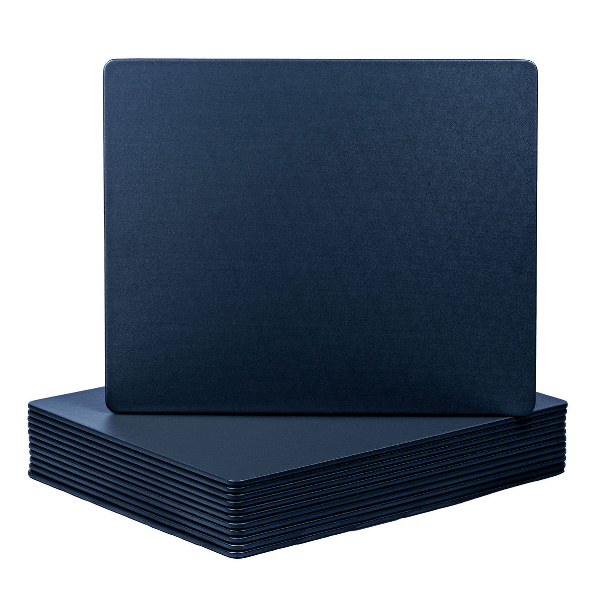 12 Seat Navy Blue Leather Conference Room Set w/ Round Coasters, 17 x 14 Size Pads