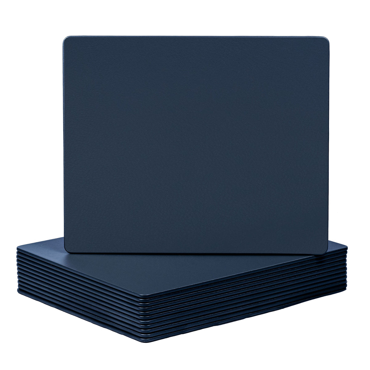 12 Seat Navy Blue Leather Conference Room Set w/ Square Coasters, 17 x 14 Size Pads