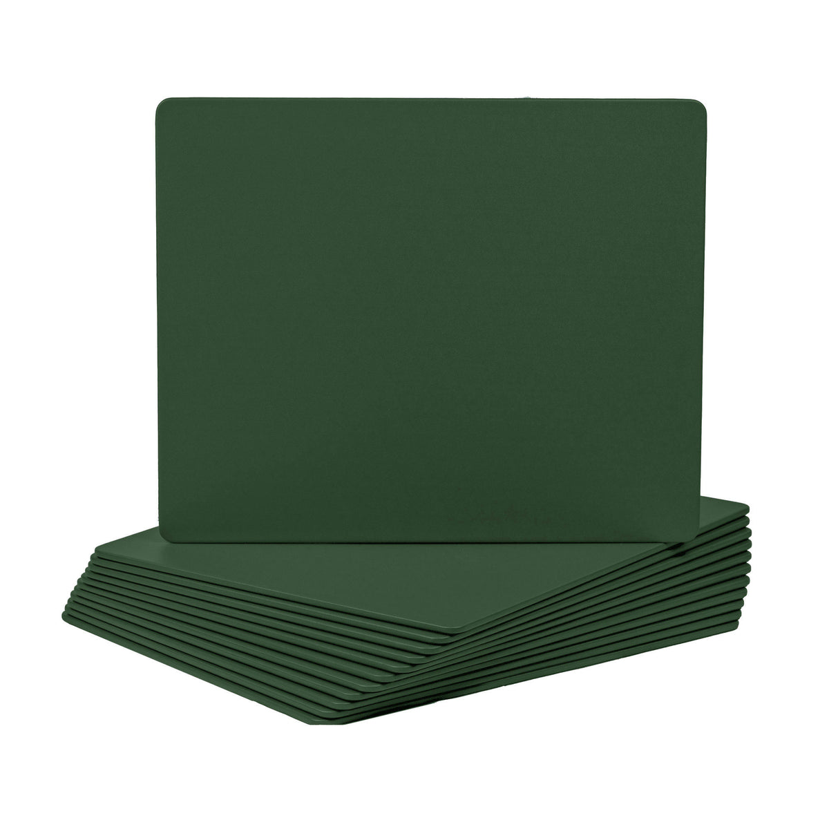 12 Seat Dark Green Leatherette Conference Room Set w/ Round Coasters, 17 x 14 Size Pads