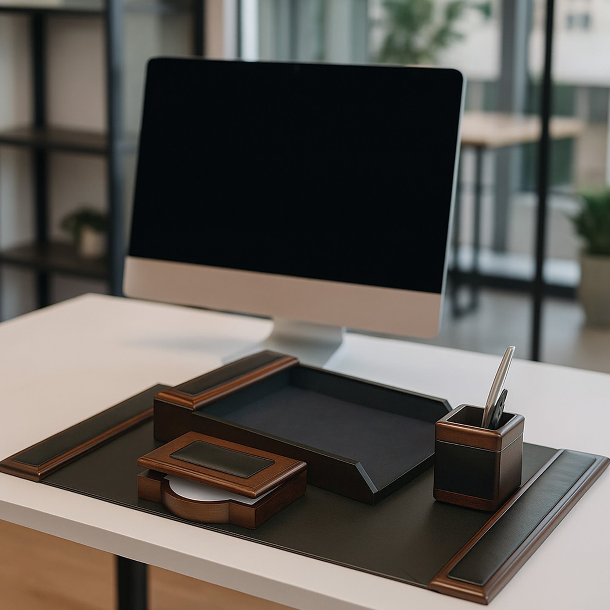 Walnut Home Office 4pc Desk Set