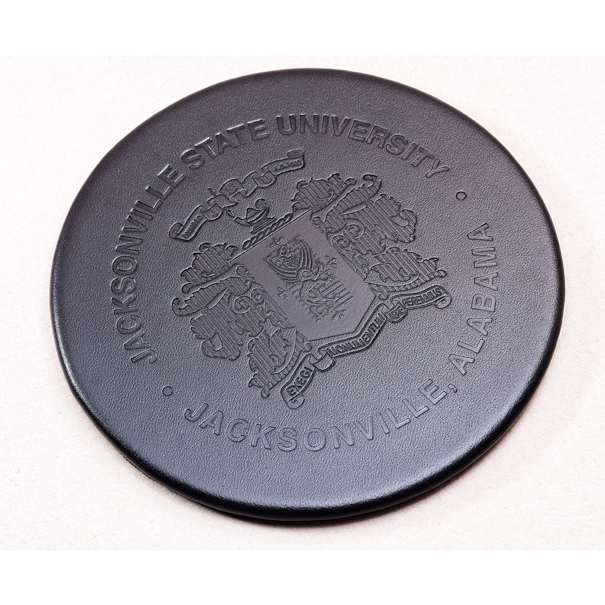 Classic Black Leatherette Round Coaster