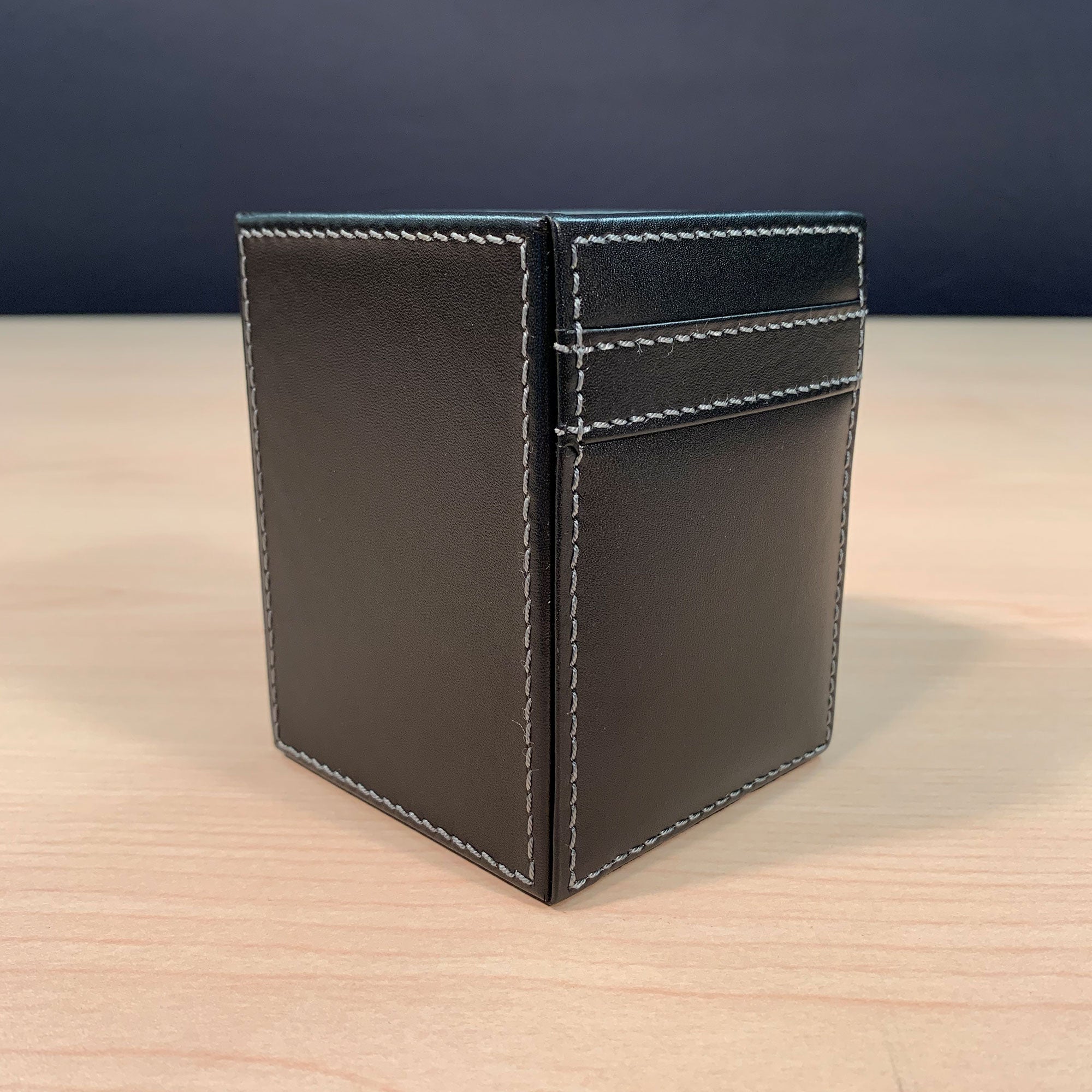 Rustic Black Leather Pencil Cup