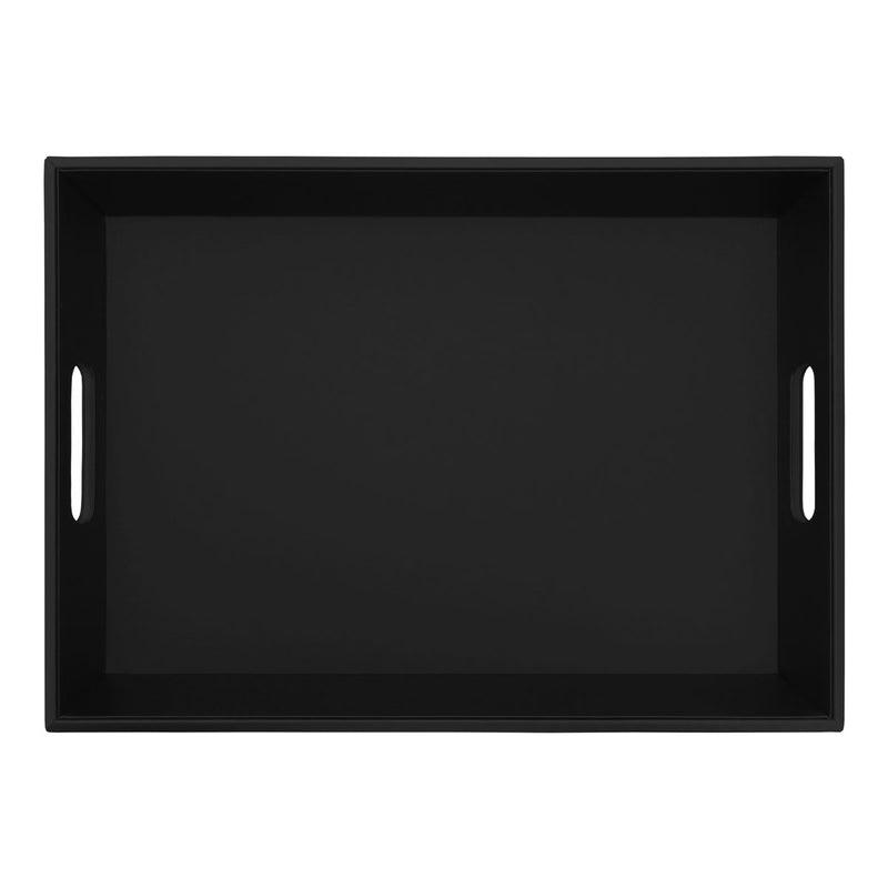 Black Leatherette Serving Tray with Handles