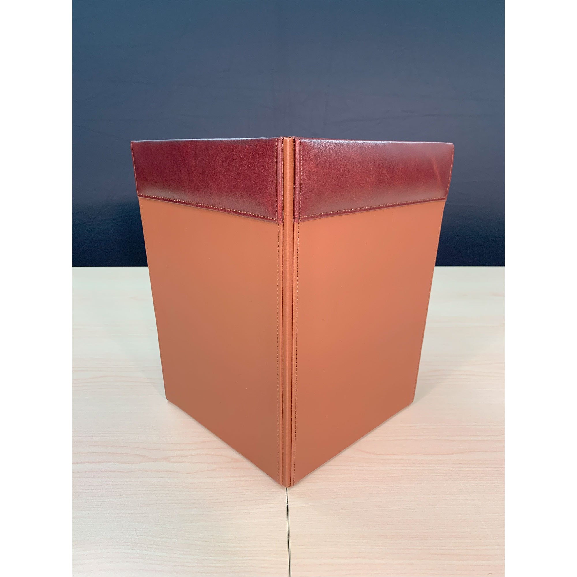 Mocha Leather Square Waste Basket, 14 Qt