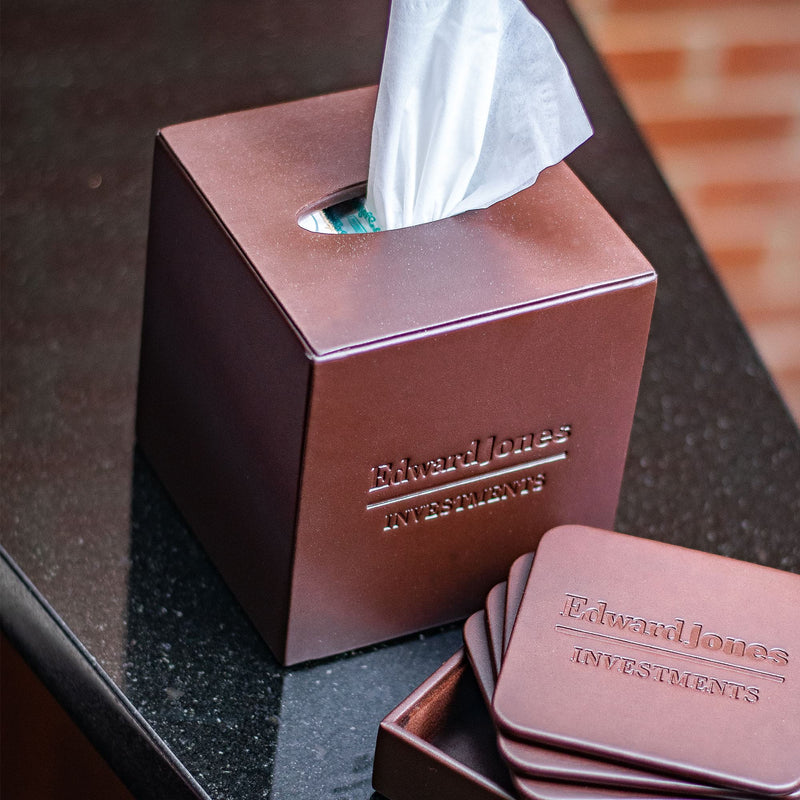Chocolate Brown Leatherette Tissue Box Cover